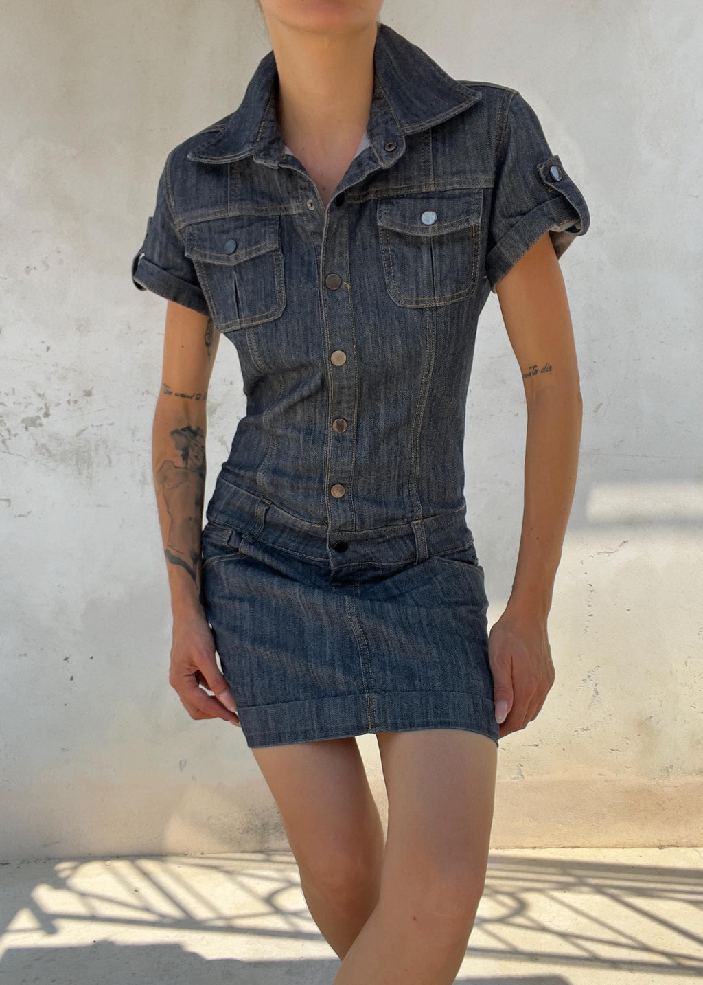 Abito Mini Vintage Y2K in Denim Blu