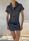 Abito Mini Vintage Y2K in Denim Blu
