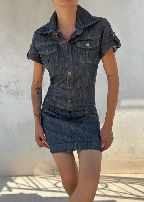 Abito Mini Vintage Y2K in Denim Blu