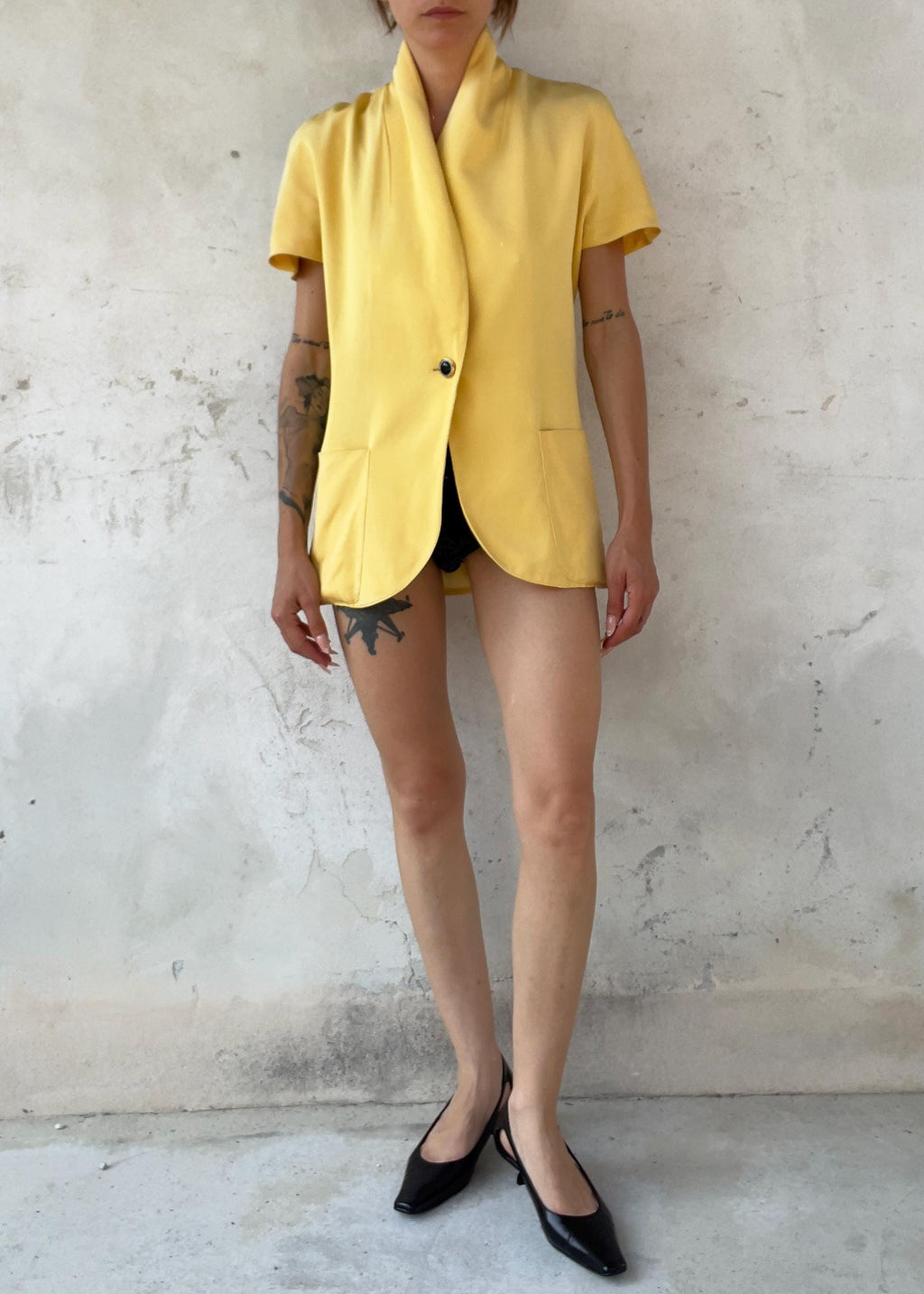 Giacca Vintage 100% Seta Giallo Made in Italy