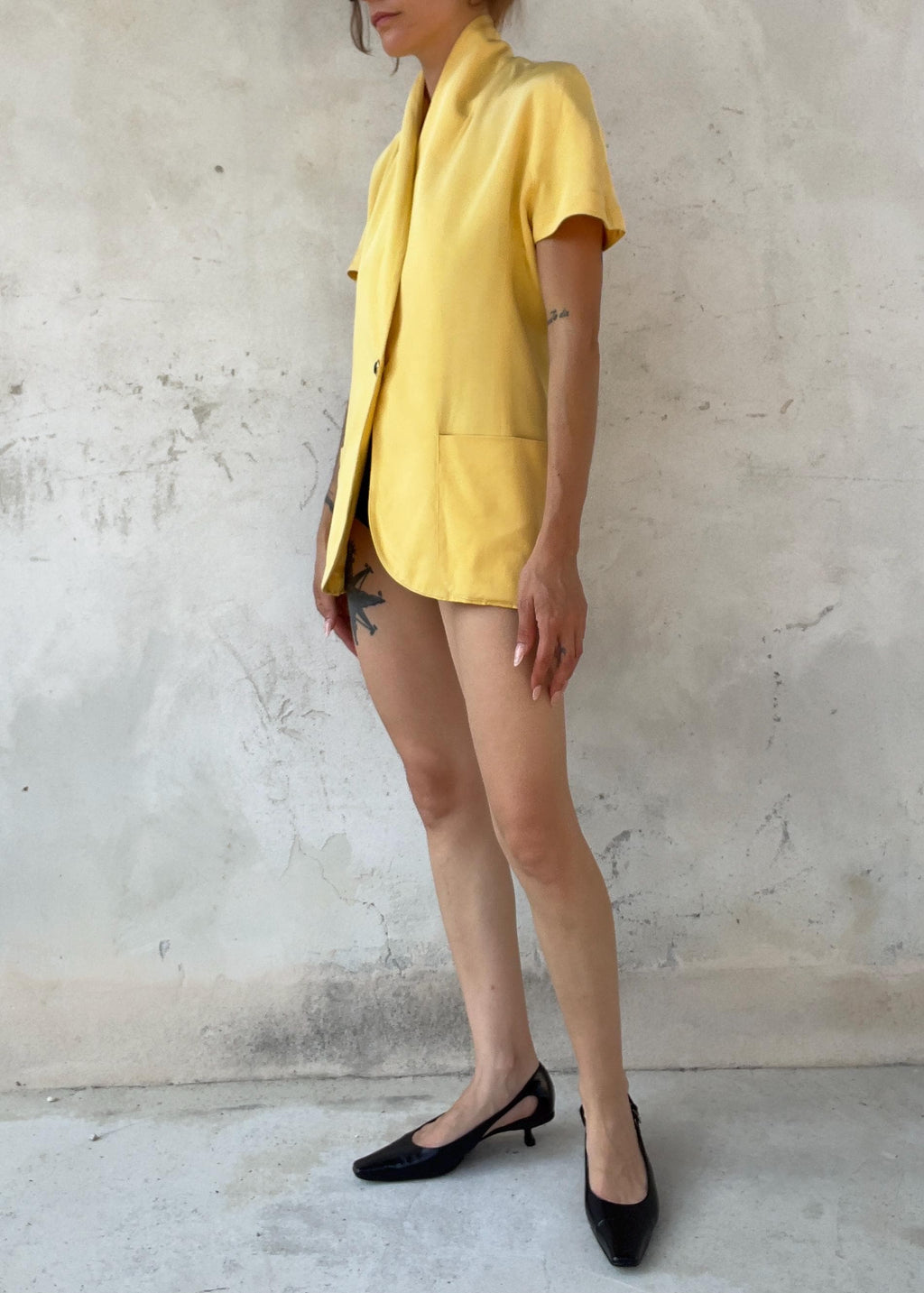 Giacca Vintage 100% Seta Giallo Made in Italy