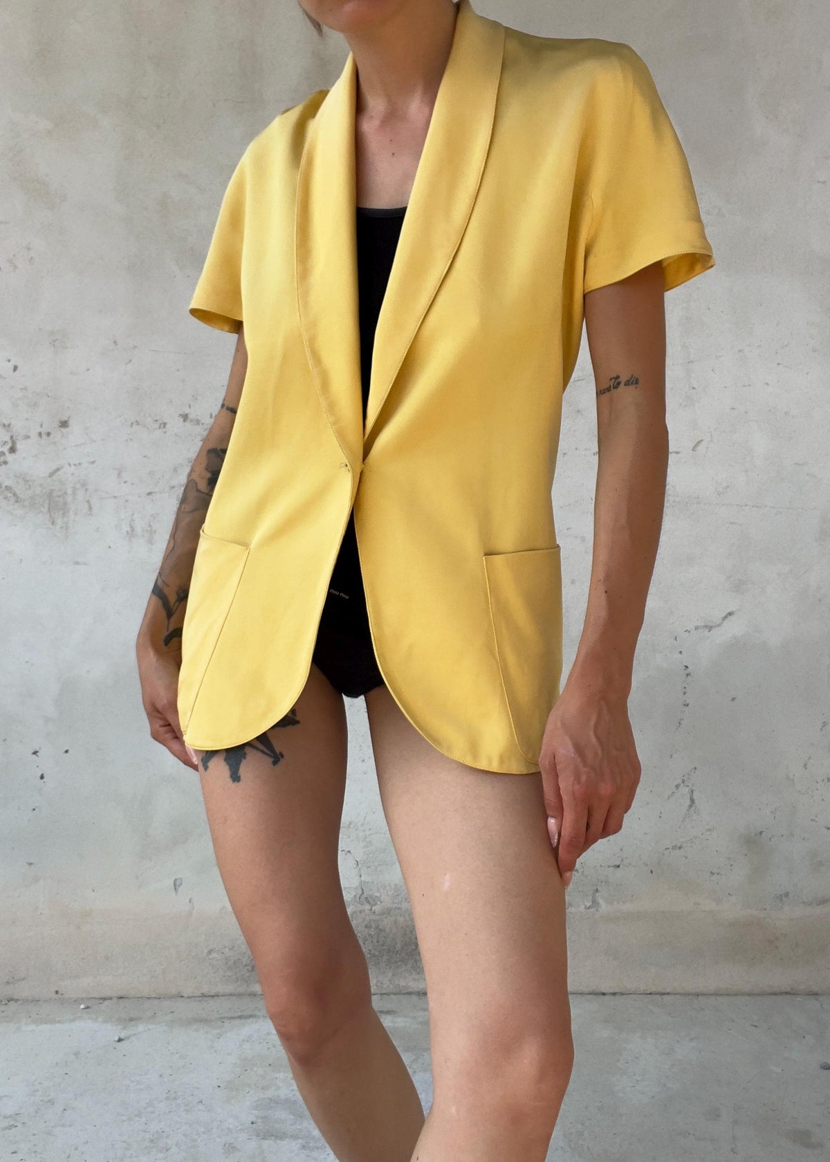 Giacca Vintage 100% Seta Giallo Made in Italy