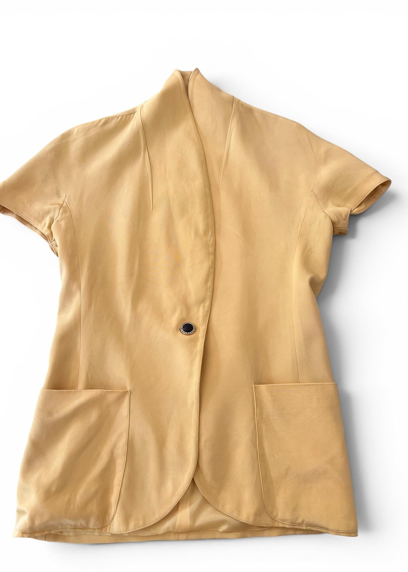 Giacca Vintage 100% Seta Giallo Made in Italy