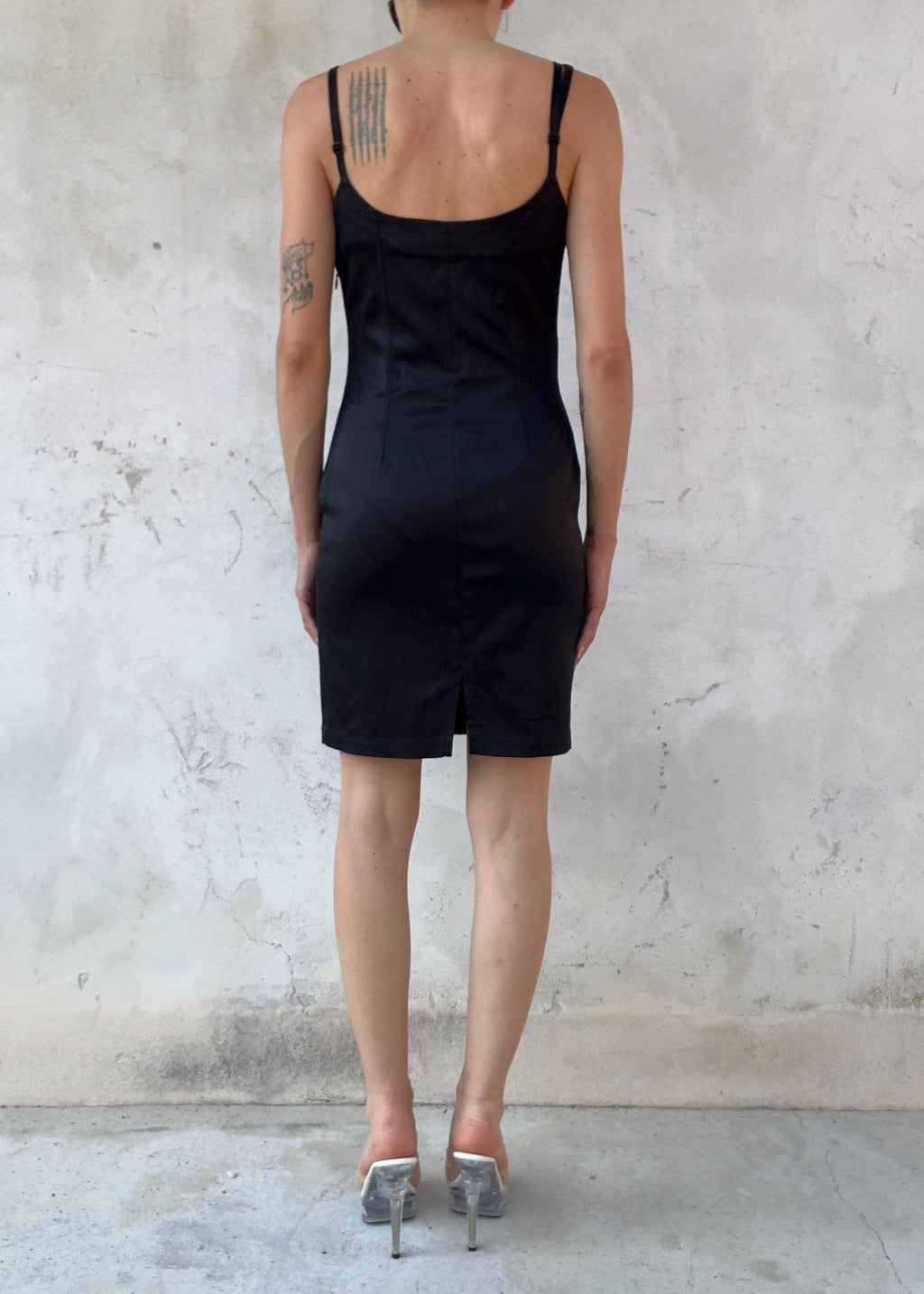 Mini Abito Vintage Y2K Nero Satin