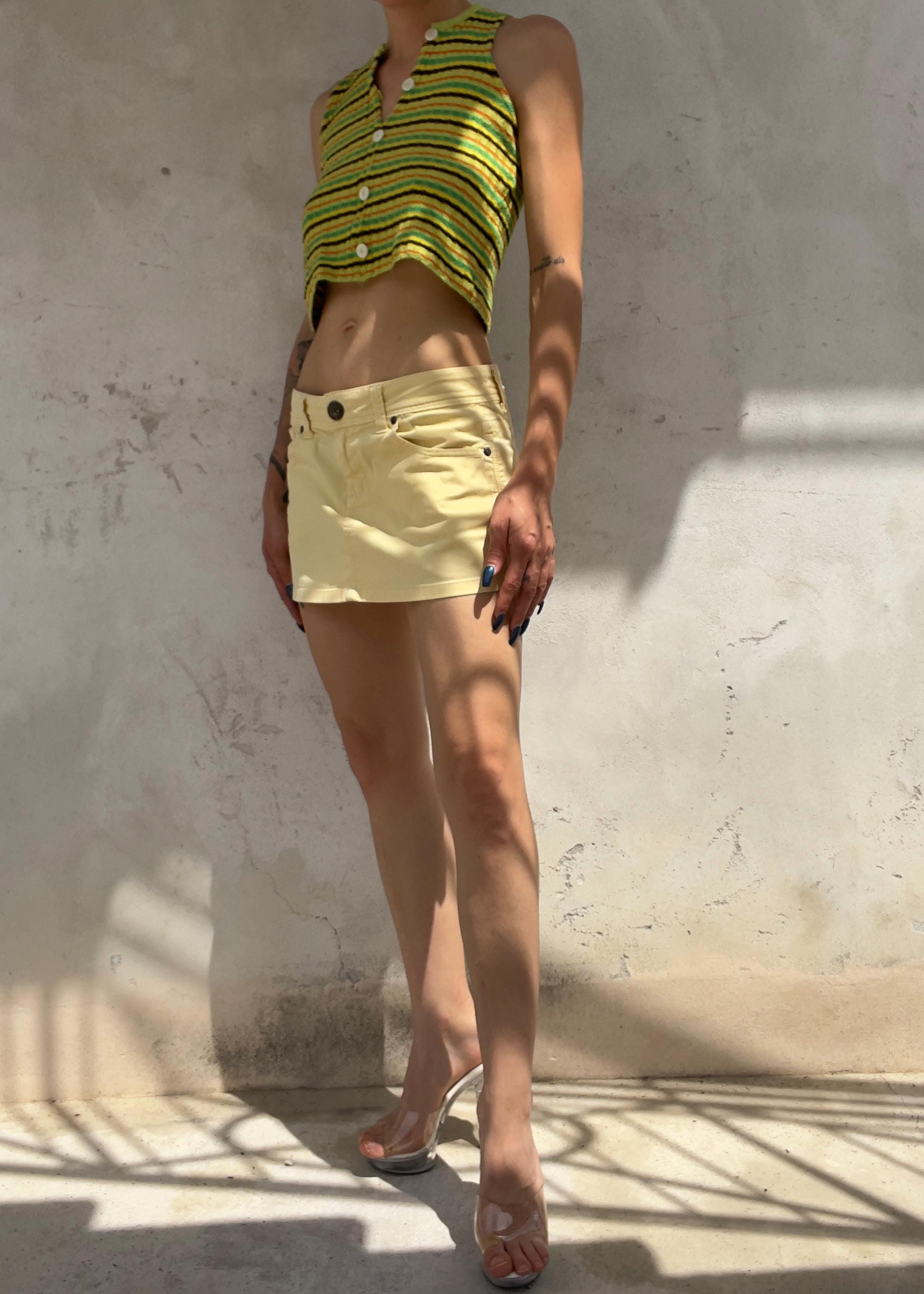 Minigonna Vintage Y2K Giallo Pallido
