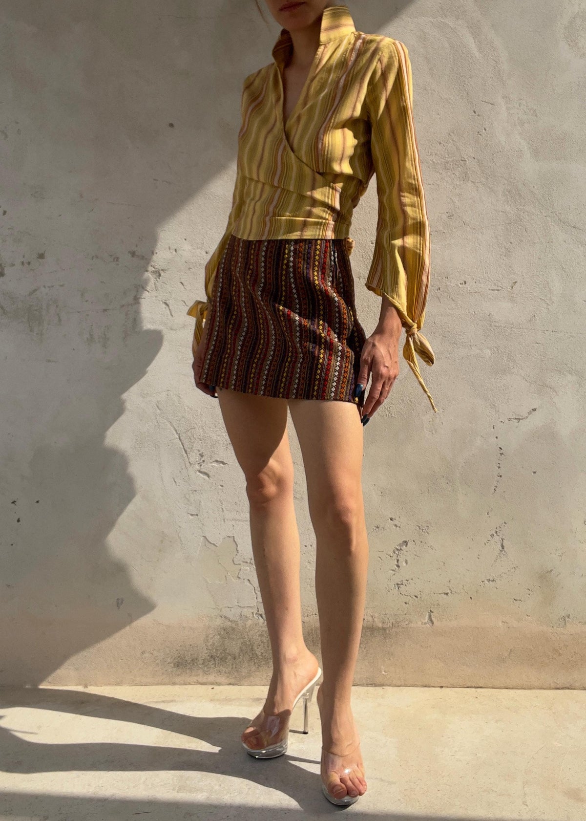 Minigonna Vintage 90s a Righe Multicolor