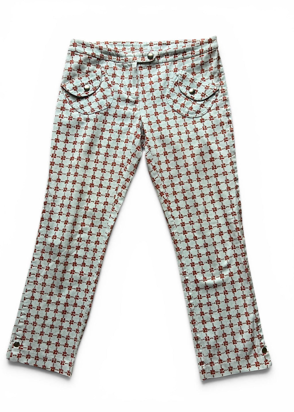 Pantaloni Vintage Y2K Vita Bassa Stampa Geometrica