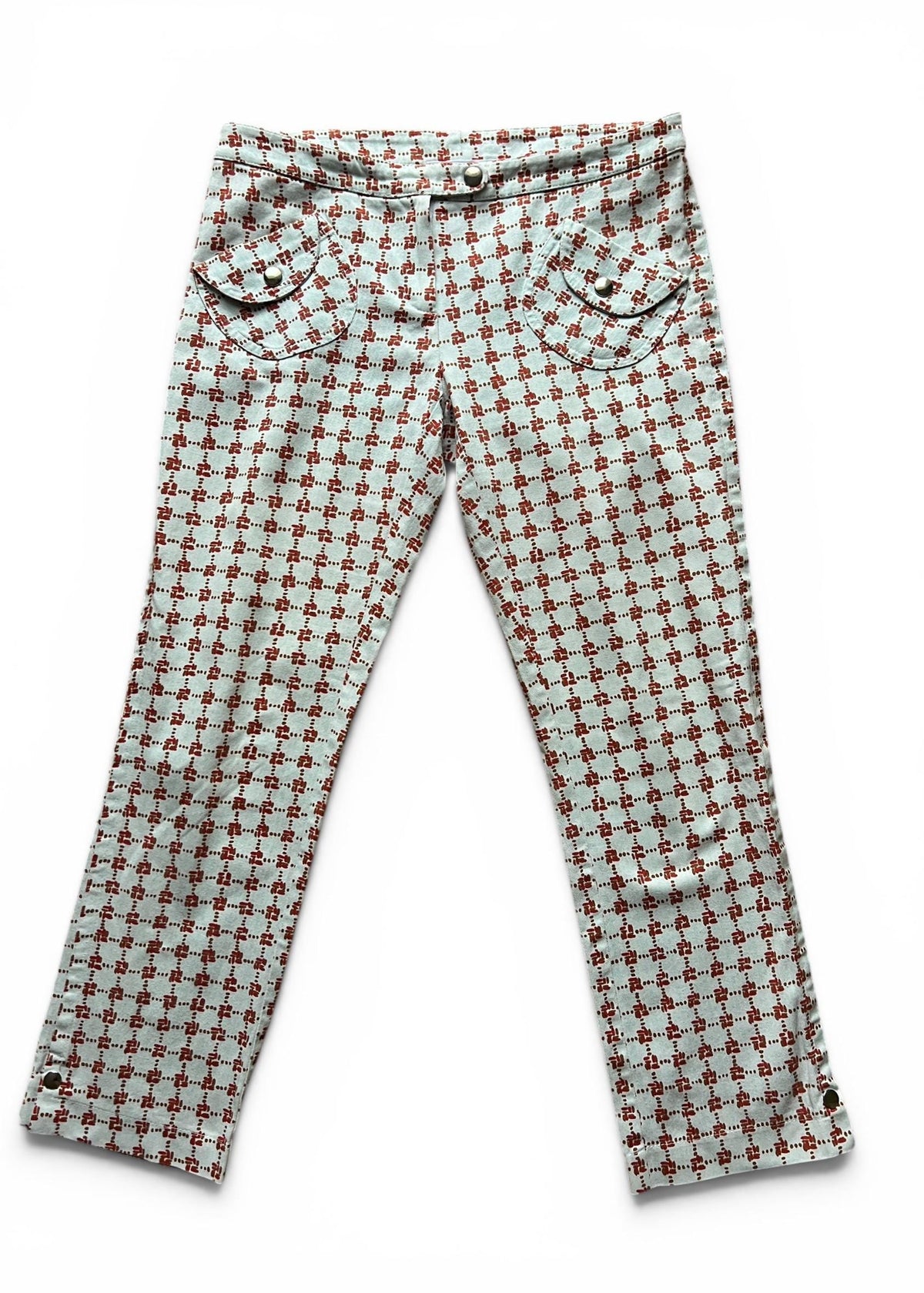 Pantaloni Vintage Y2K Vita Bassa Stampa Geometrica