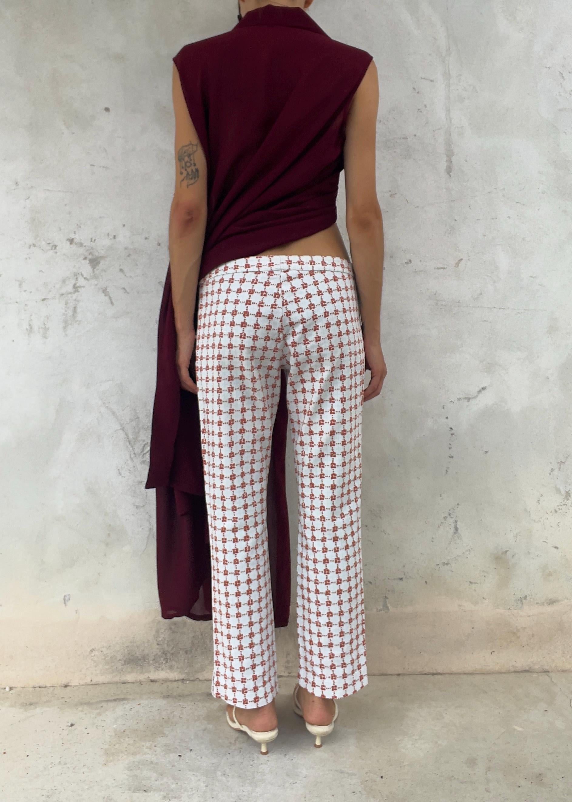Pantaloni Vintage Y2K Vita Bassa Stampa Geometrica
