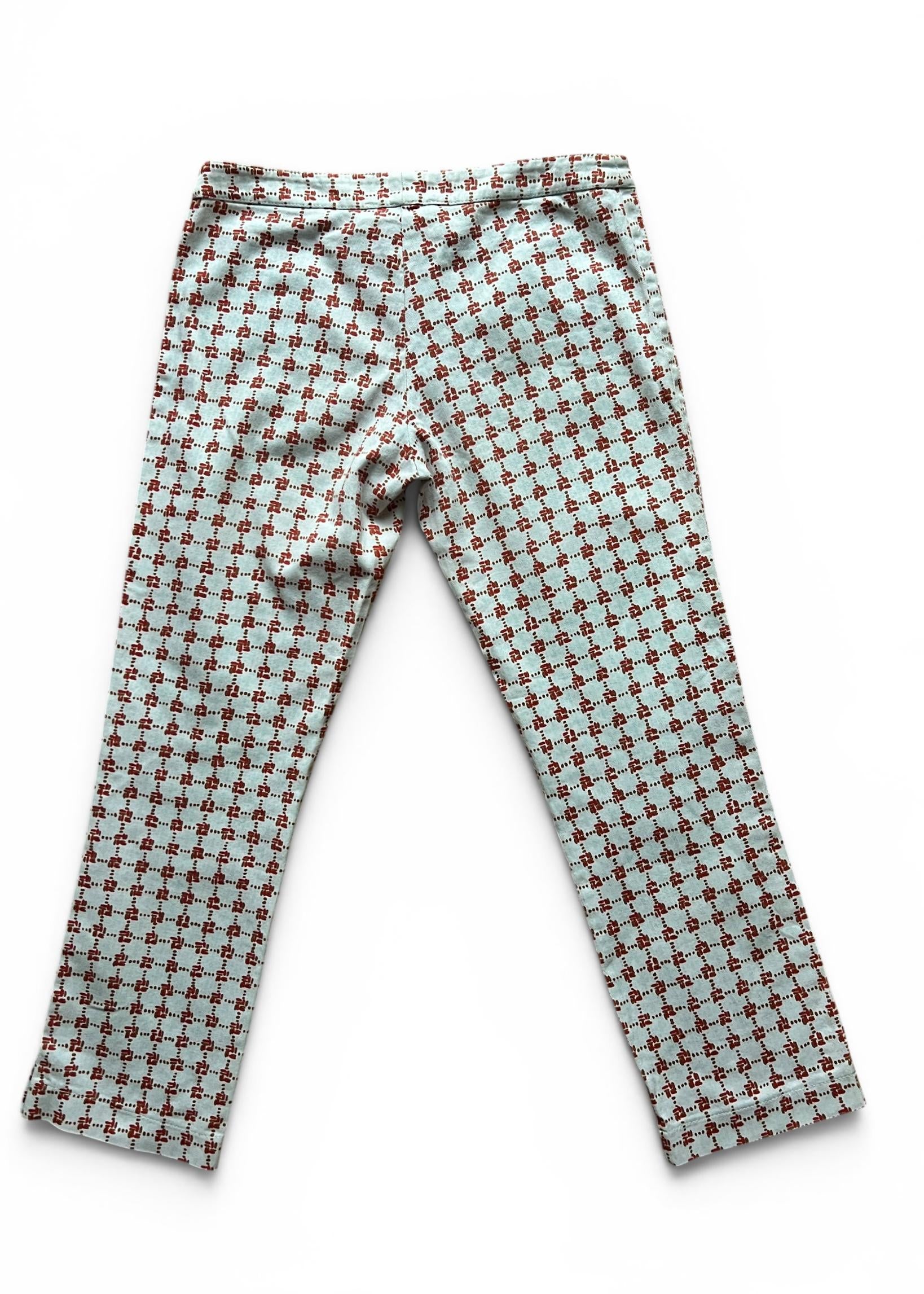 Pantaloni Vintage Y2K Vita Bassa Stampa Geometrica