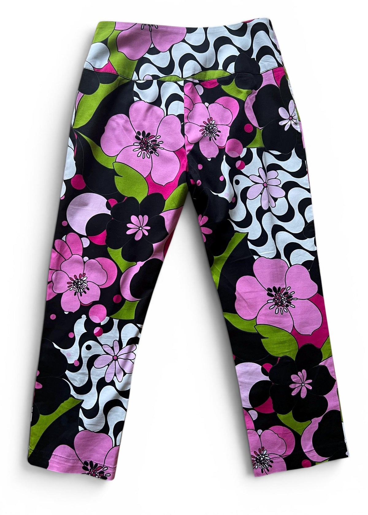 Pantaloni Capri Vintage Y2K Floreali Psichedelici