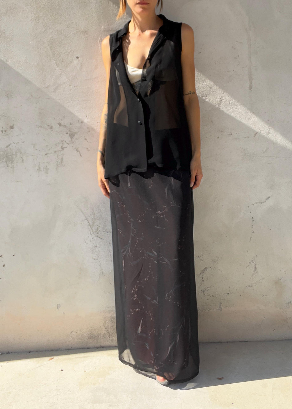 Completo Vintage Y2K in Chiffon Nero