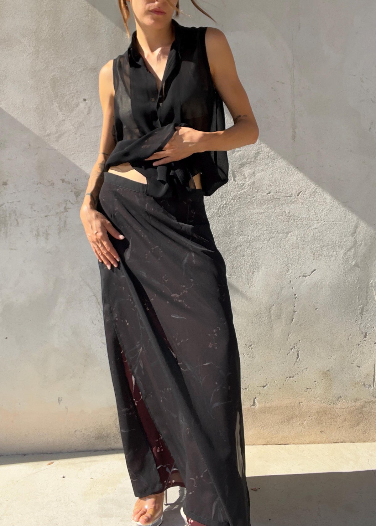 Completo Vintage Y2K in Chiffon Nero