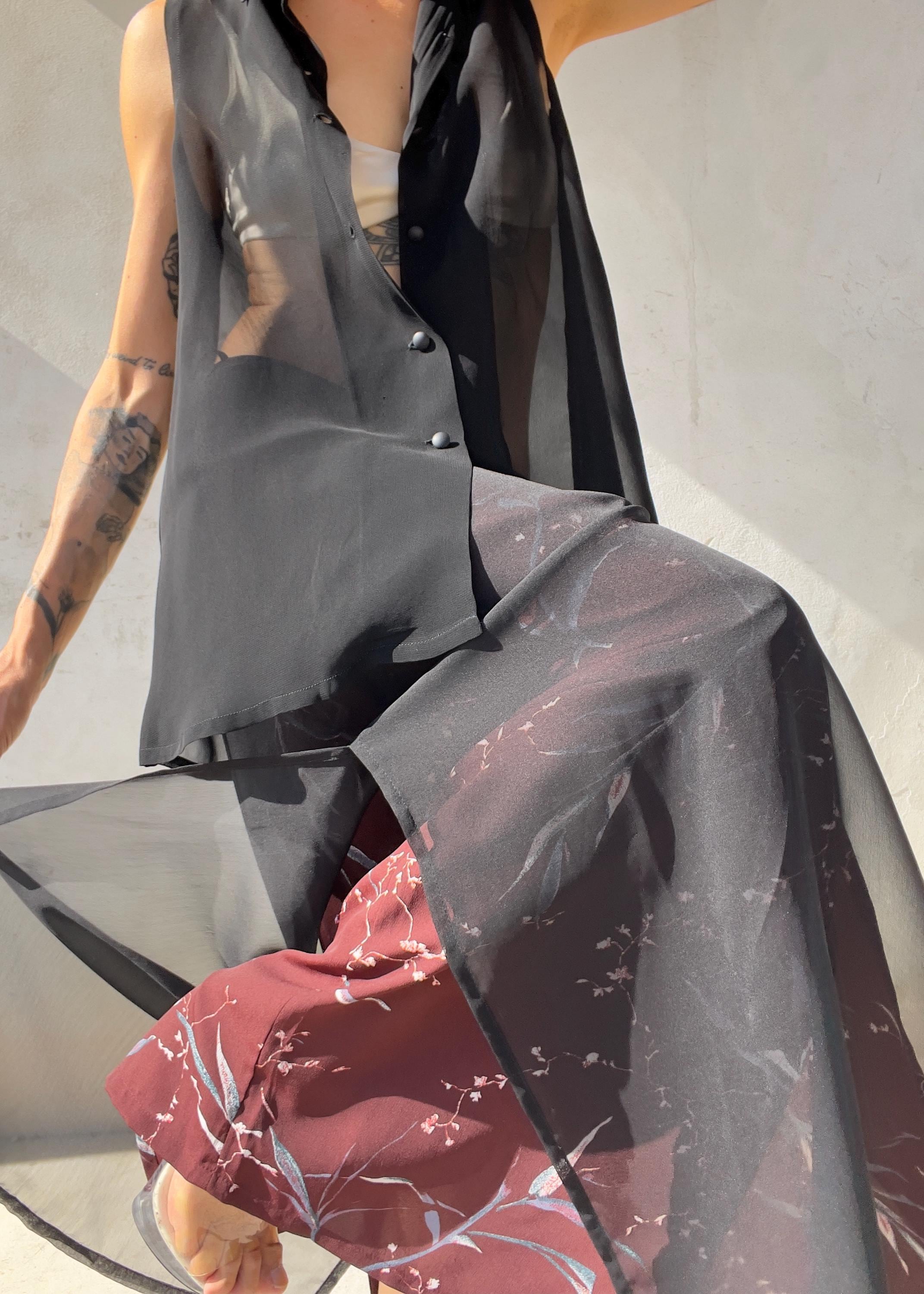 Completo Vintage Y2K in Chiffon Nero