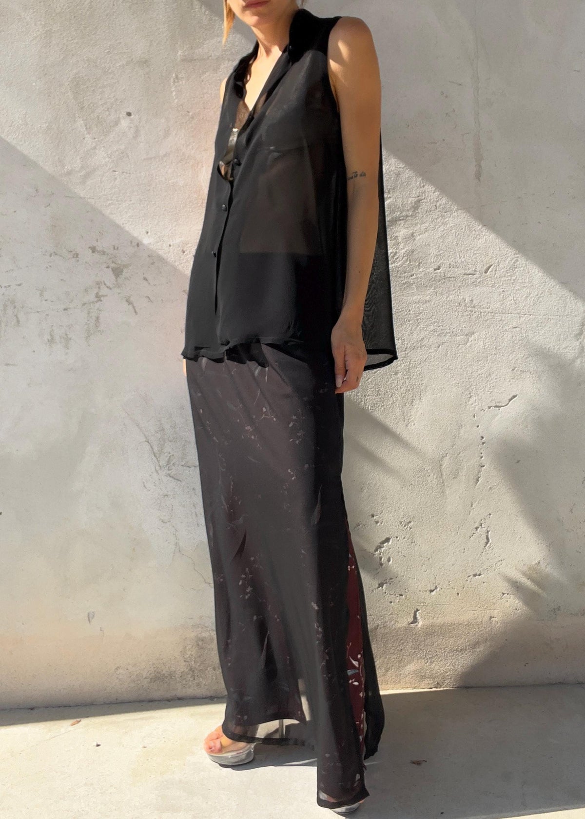 Completo Vintage Y2K in Chiffon Nero