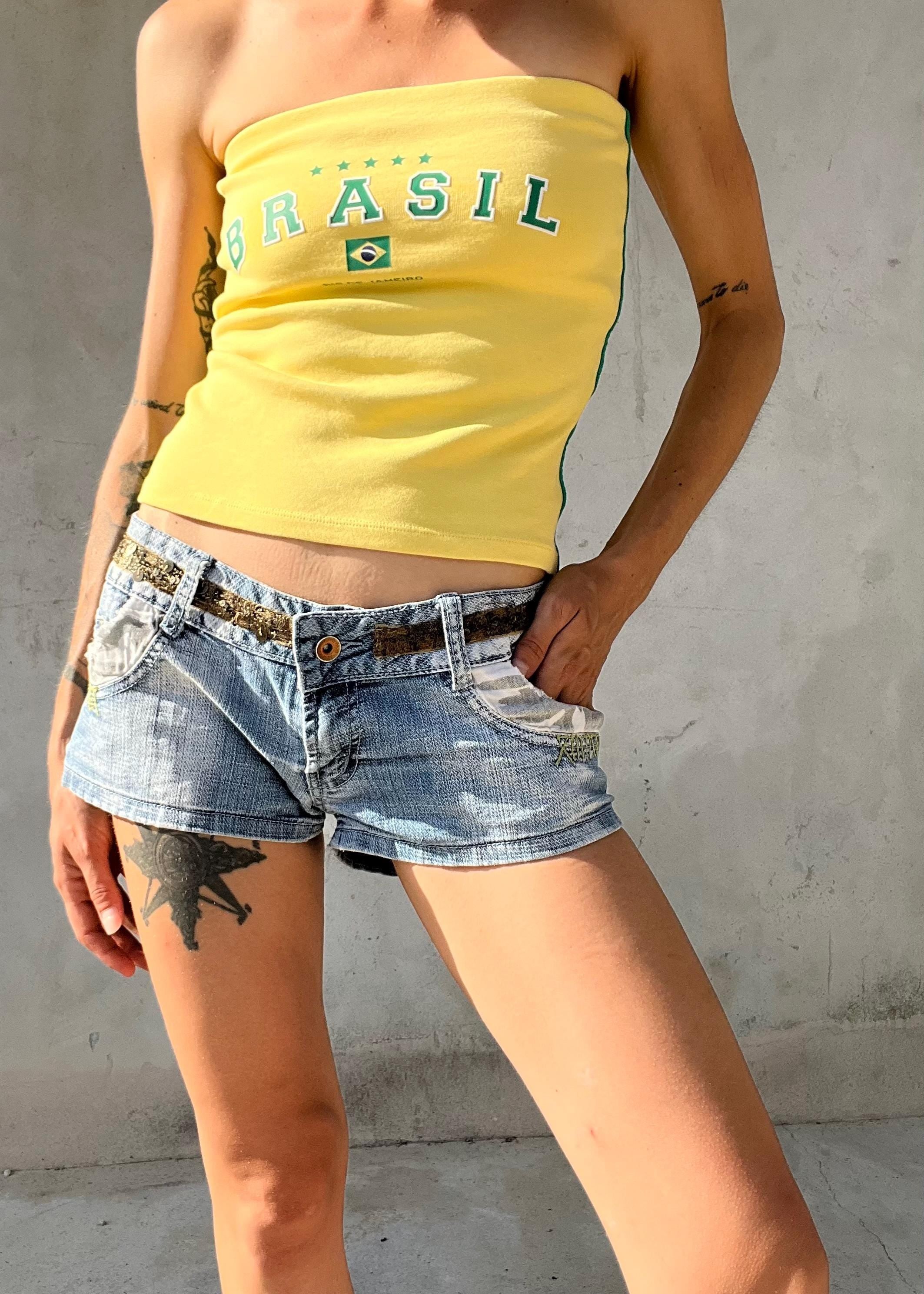 Micro Shorts Denim Y2K Vita Bassissima