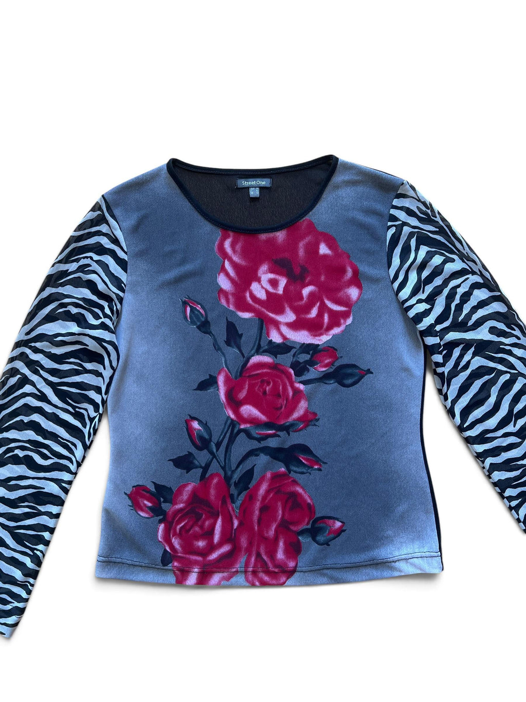 Top Vintage Y2K Street One Rose e Zebra