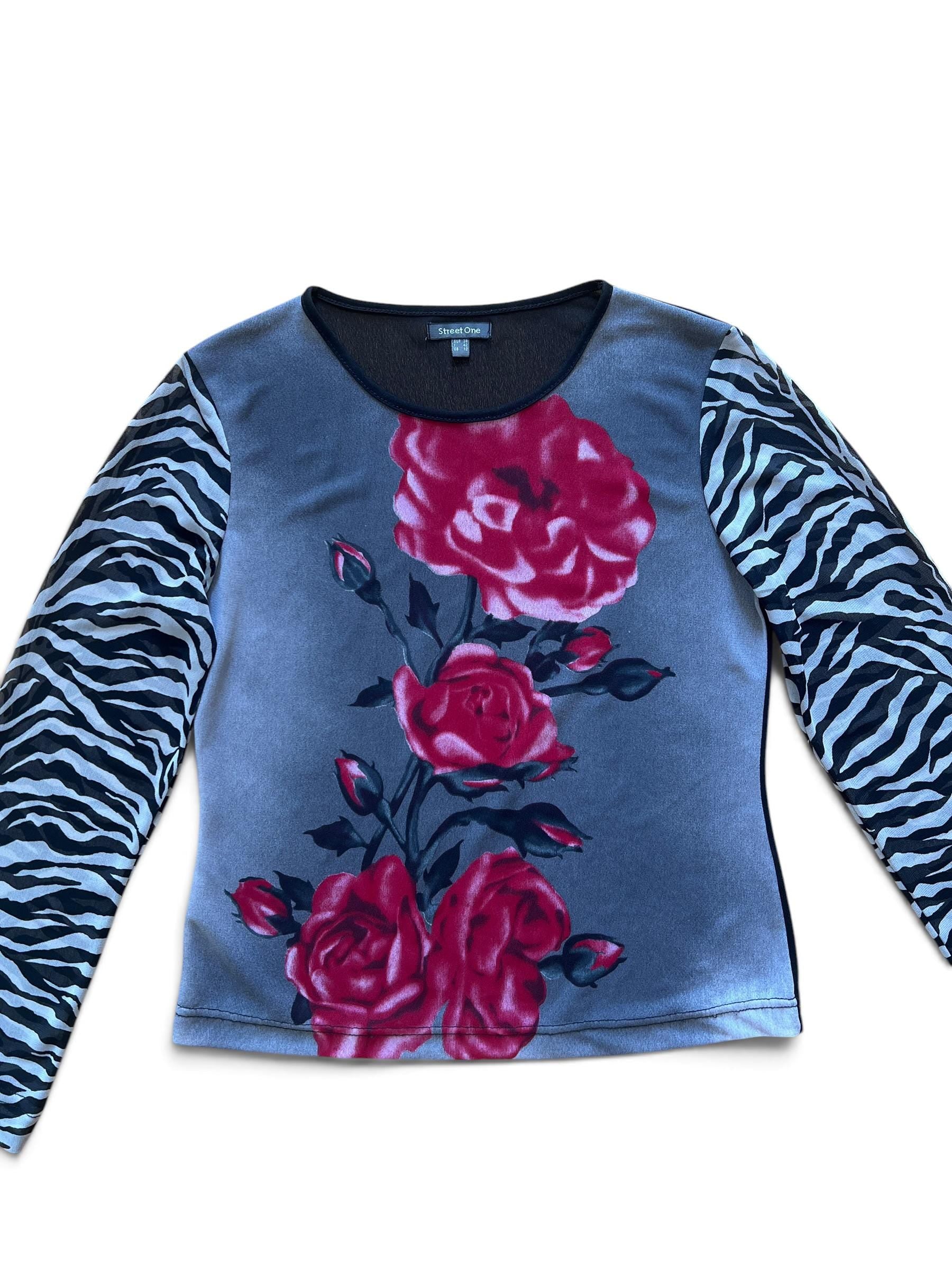Top Vintage Y2K Street One Rose e Zebra