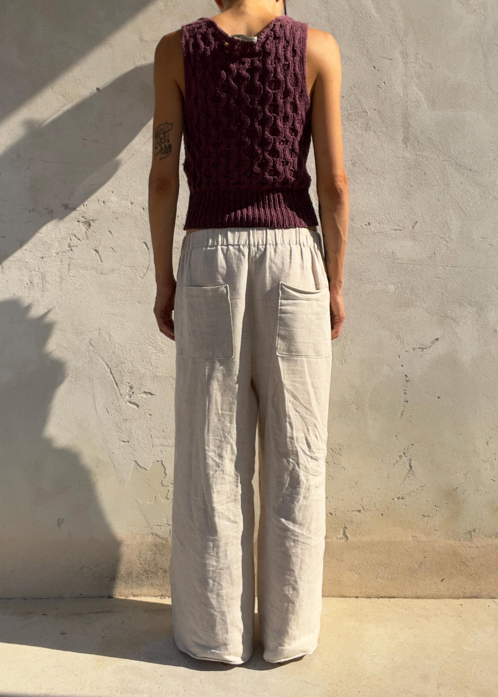 Top Vintage in Maglia Cotone Lino con Roselline