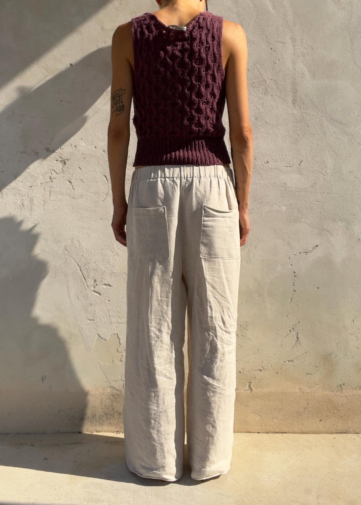 Top Vintage in Maglia Cotone Lino con Roselline