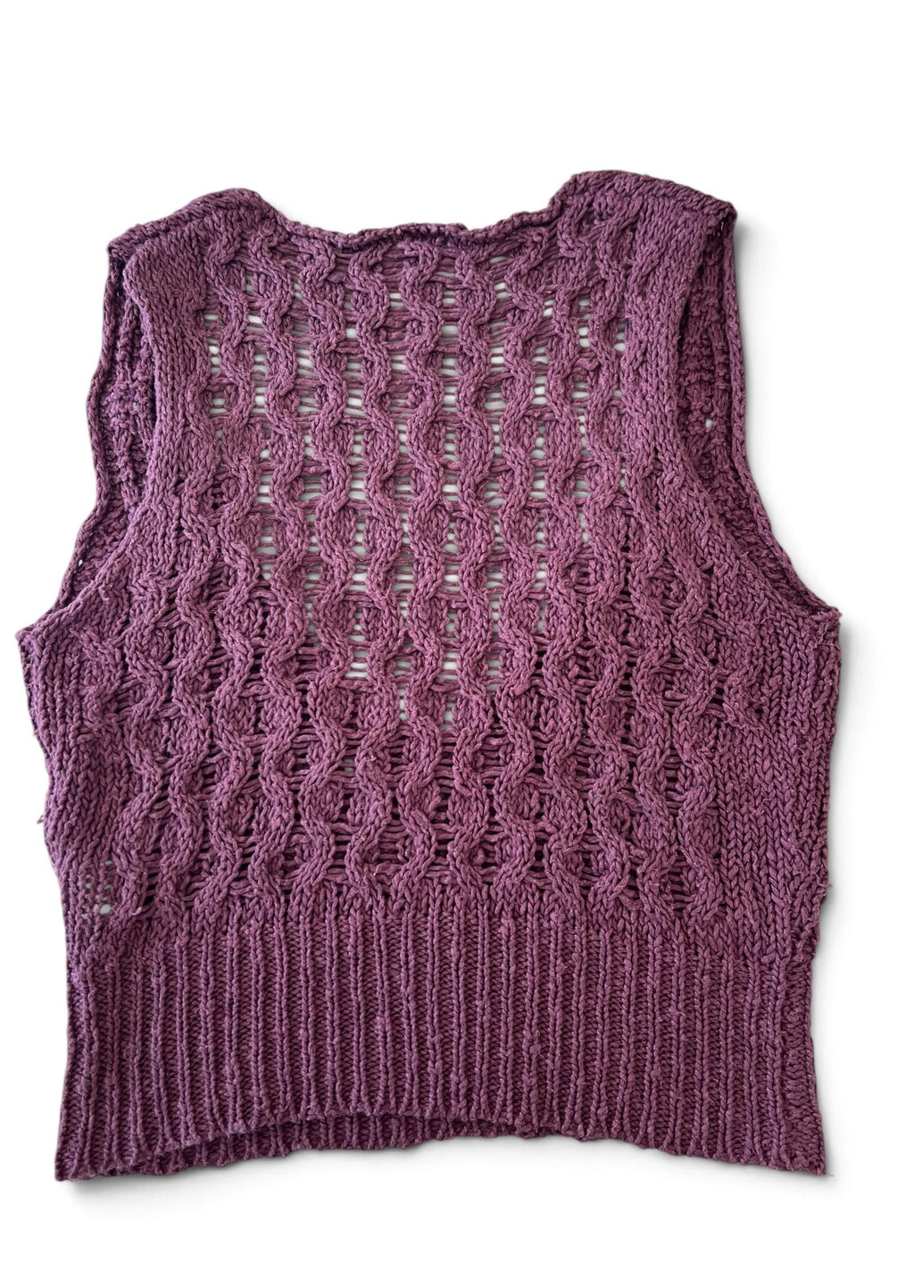 Top Vintage in Maglia Cotone Lino con Roselline