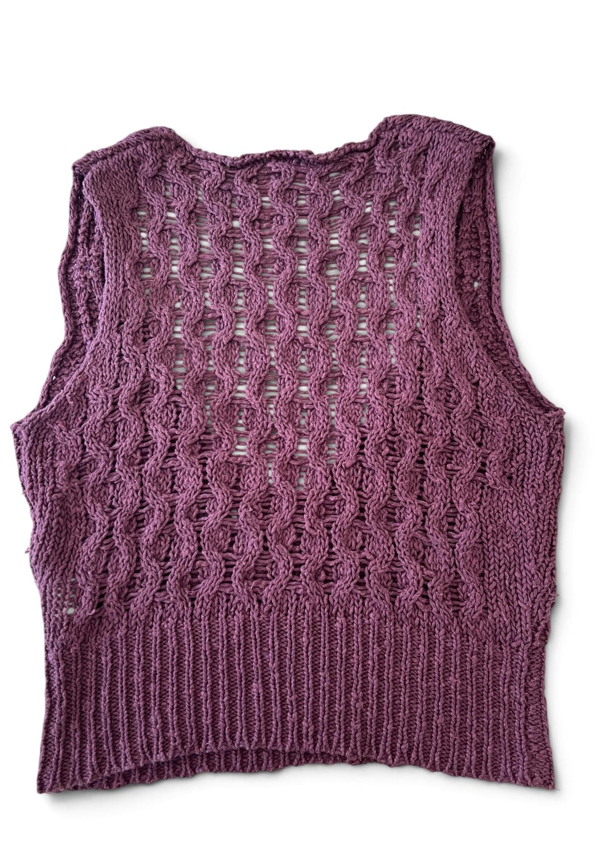 Top Vintage in Maglia Cotone Lino con Roselline