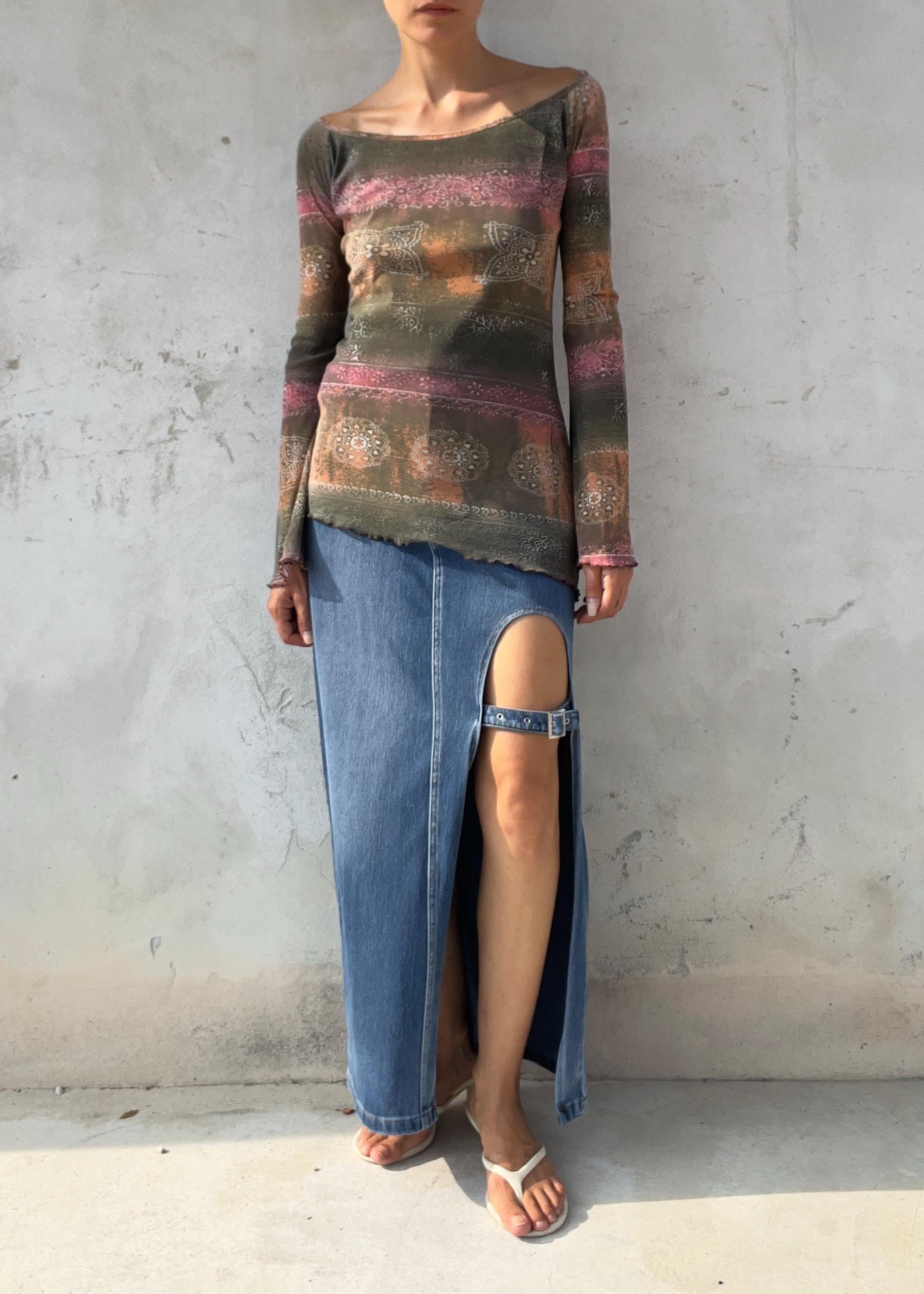 Top Vintage Y2K Multicolor a Maniche Svasate