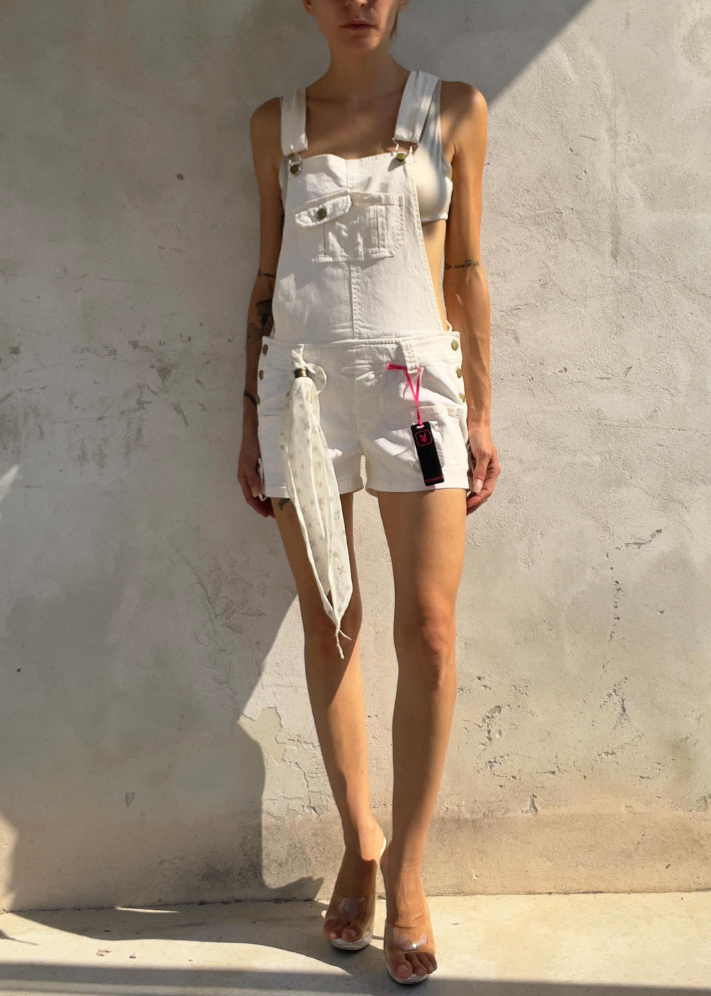 Salopette Shorts Vintage Y2K Playboy Bianca