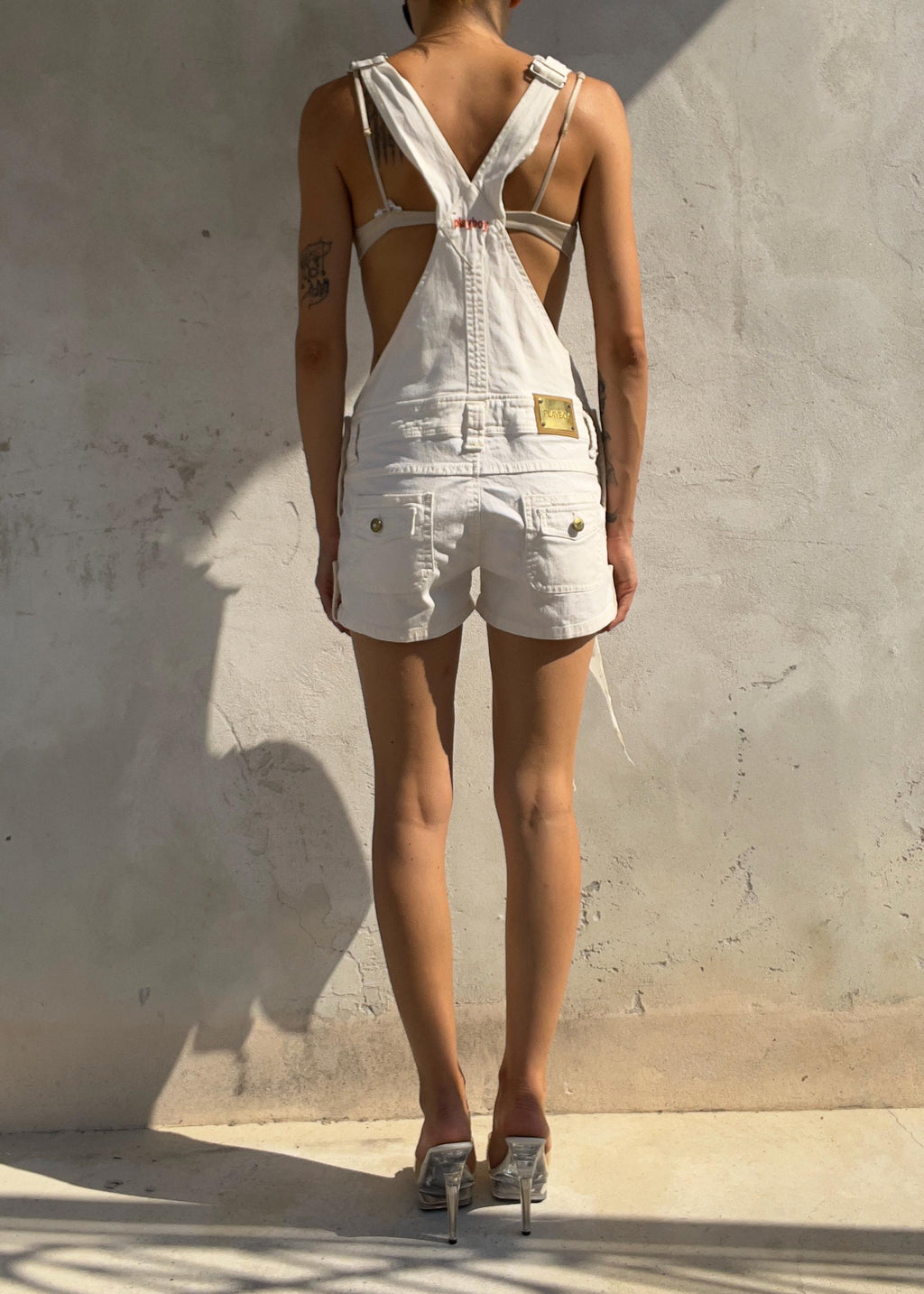 Salopette Shorts Vintage Y2K Playboy Bianca