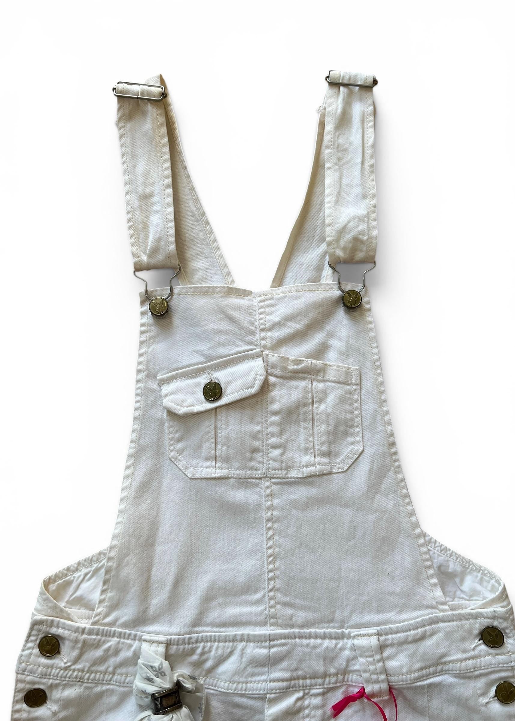 Salopette Shorts Vintage Y2K Playboy Bianca