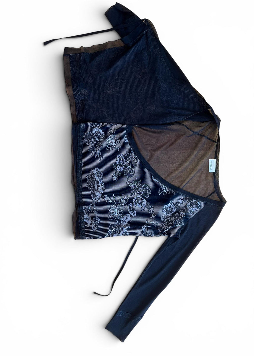 Top Vintage Y2K Nero in Mesh Trasparente