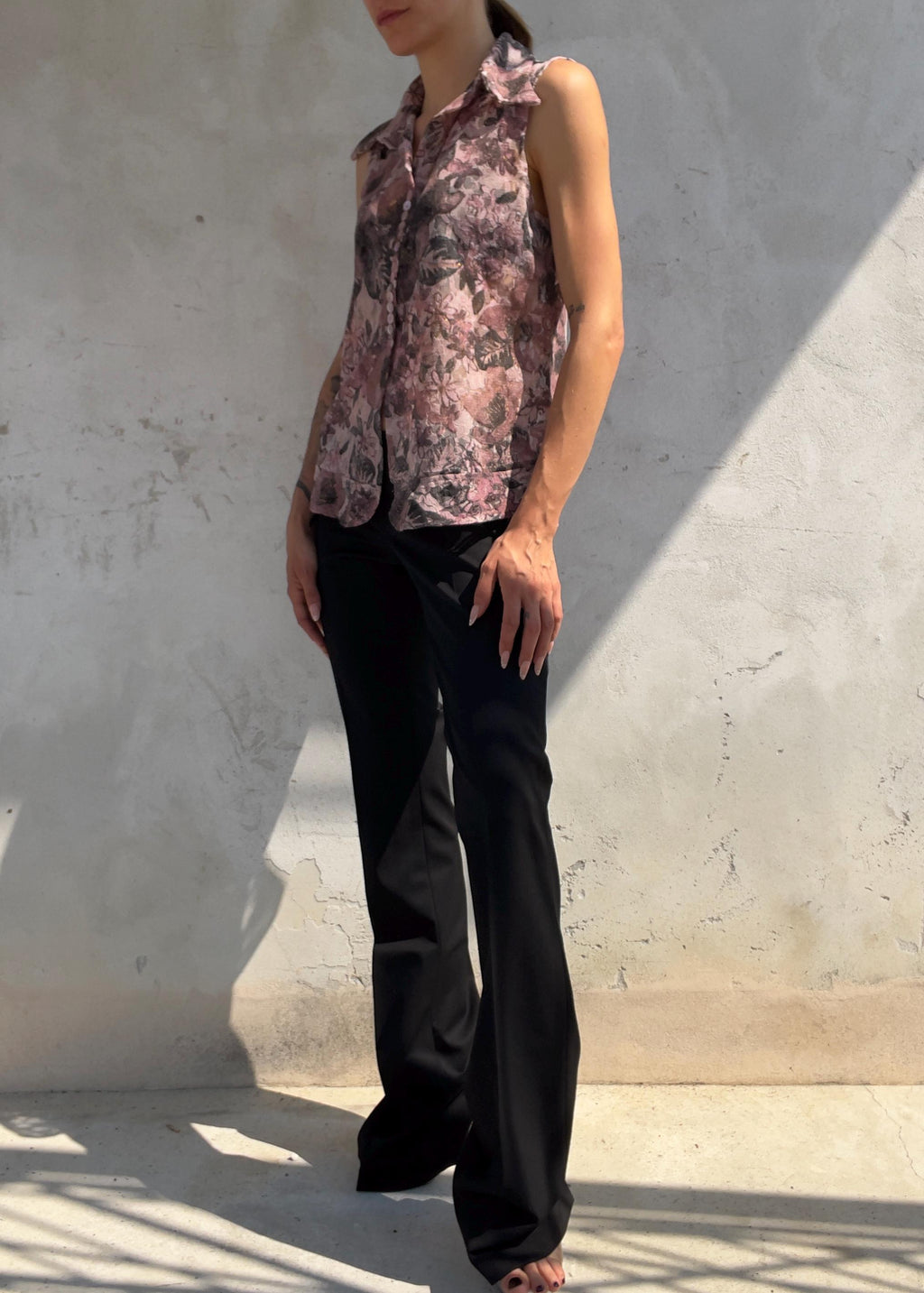 Top Vintage Y2K in Pizzo Floreale Rosa