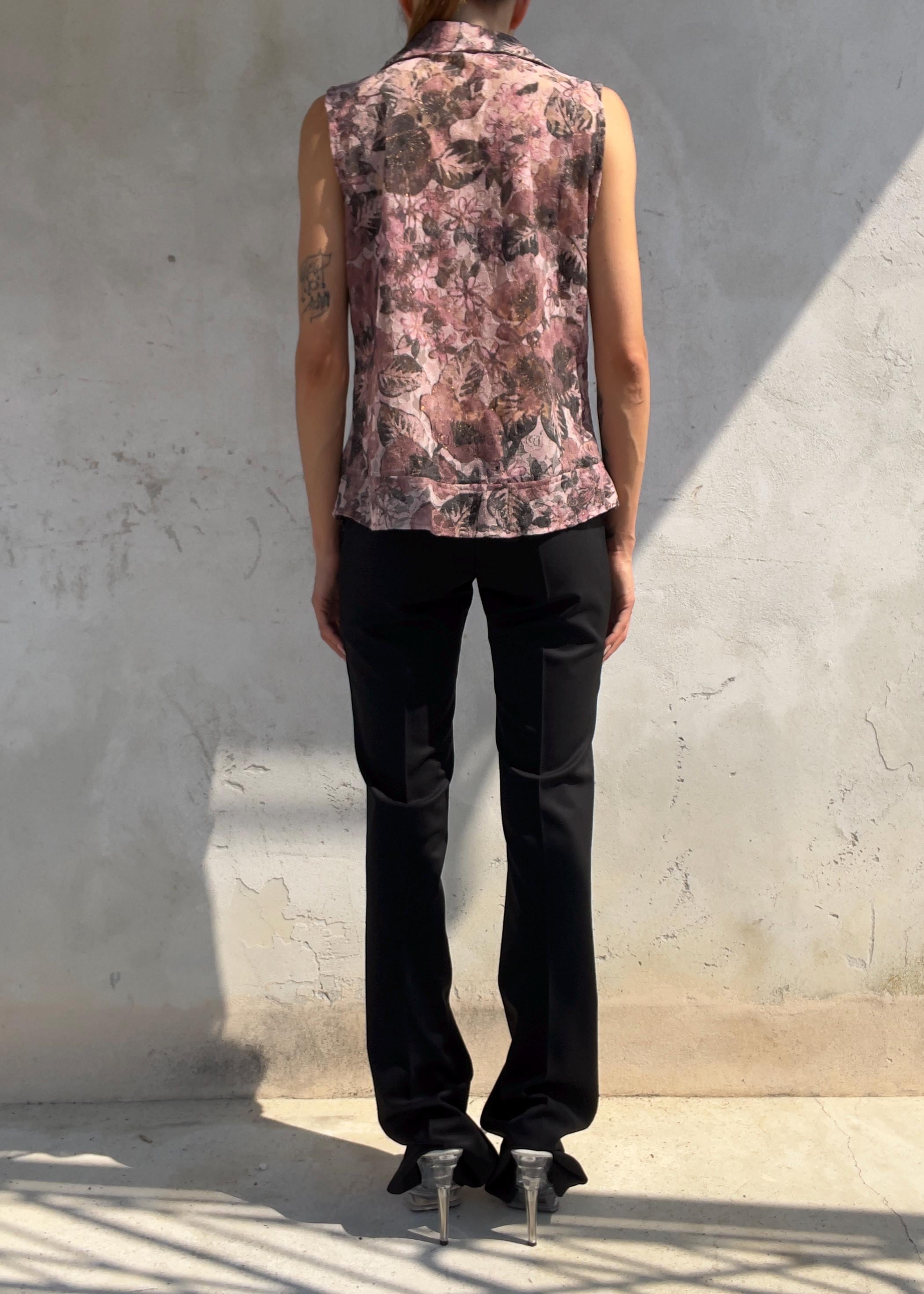Top Vintage Y2K in Pizzo Floreale Rosa