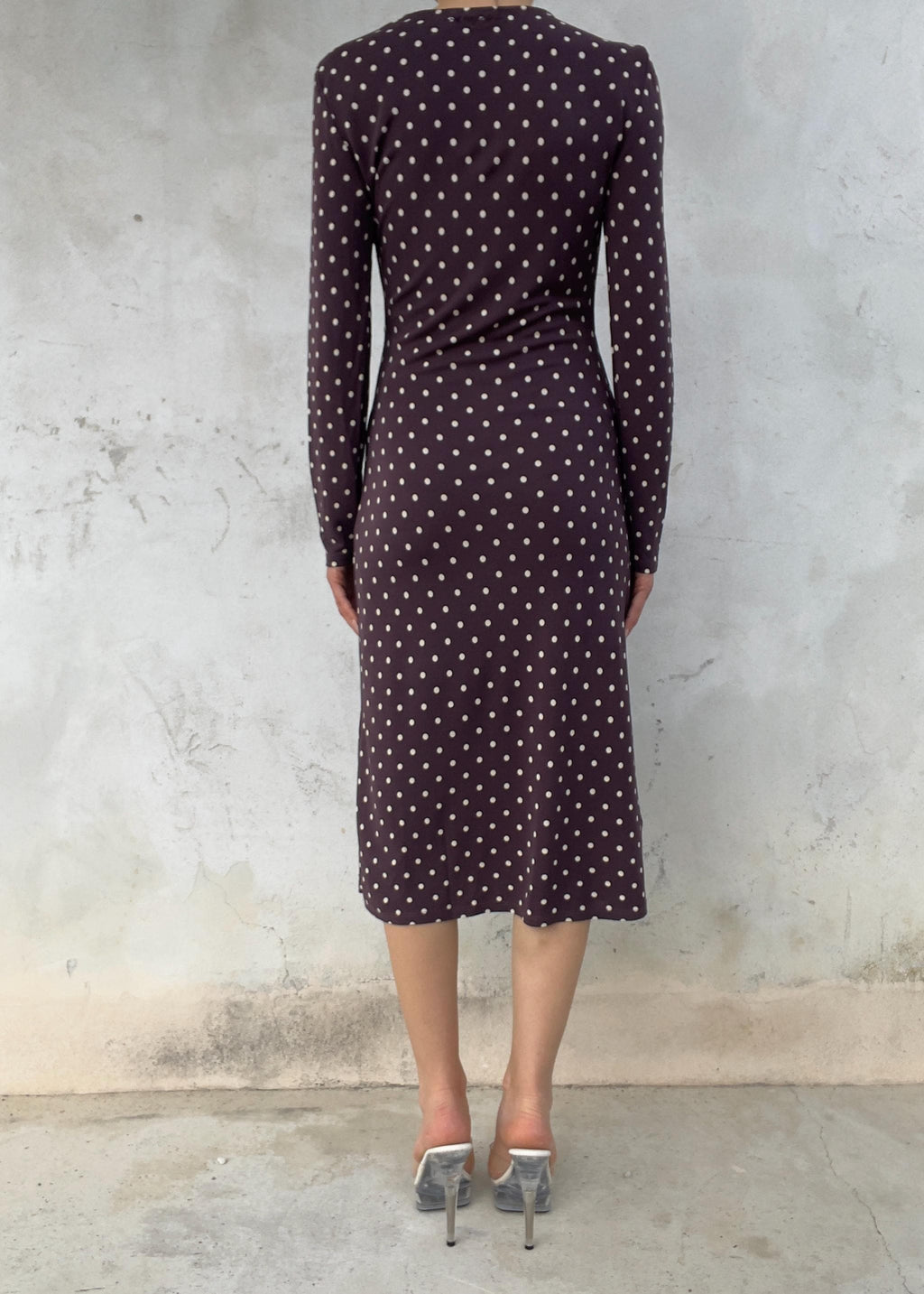 Abito Vintage Y2K a Pois Marrone