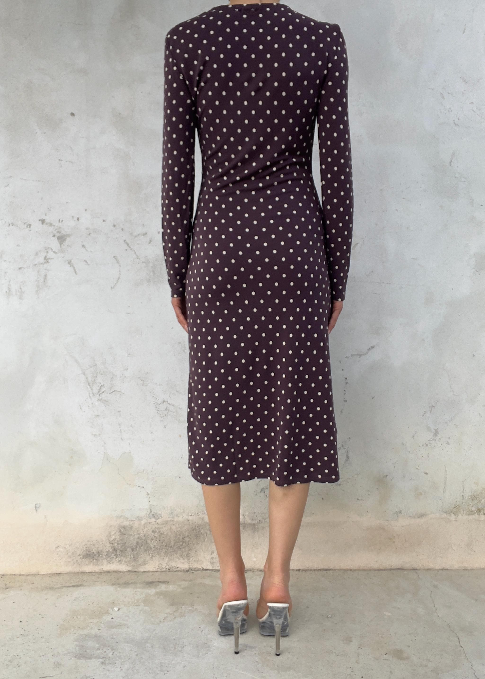 Abito Vintage Y2K a Pois Marrone