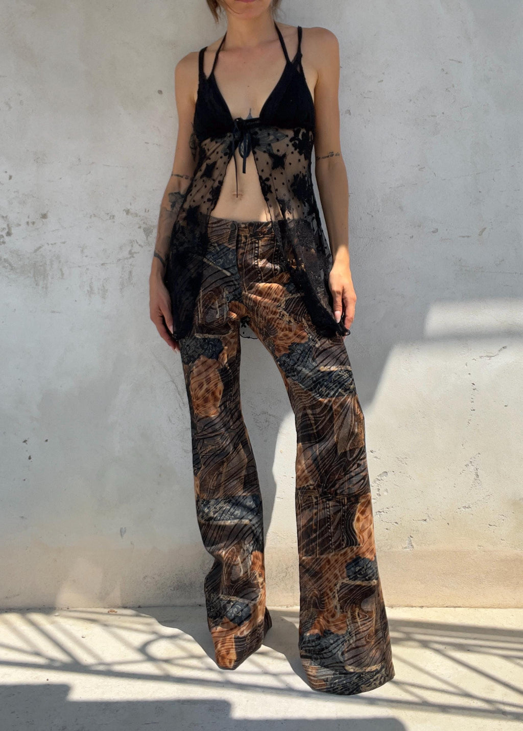 Babydoll Vintage Y2K in Pizzo Nero Trasparente