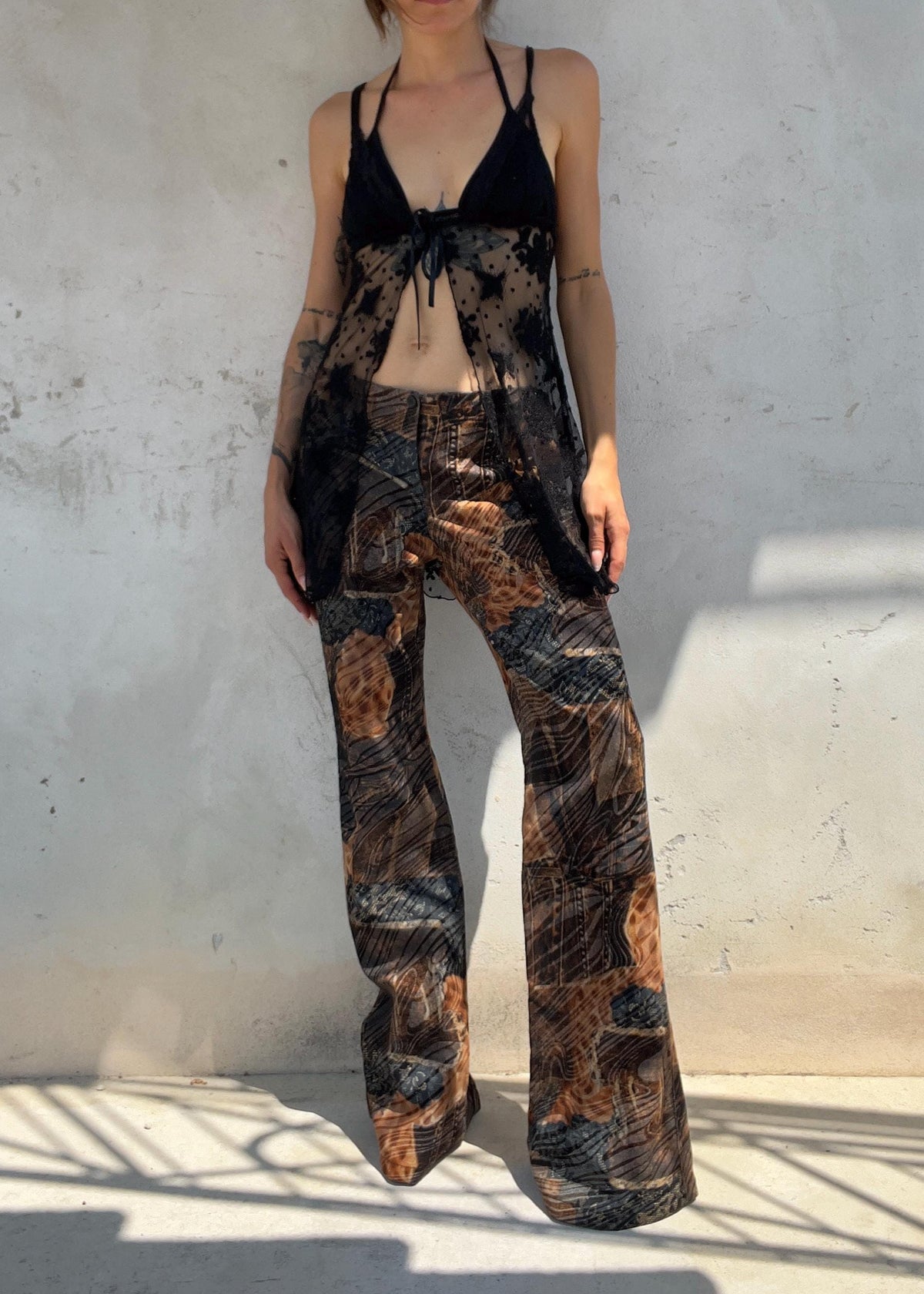 Babydoll Vintage Y2K in Pizzo Nero Trasparente