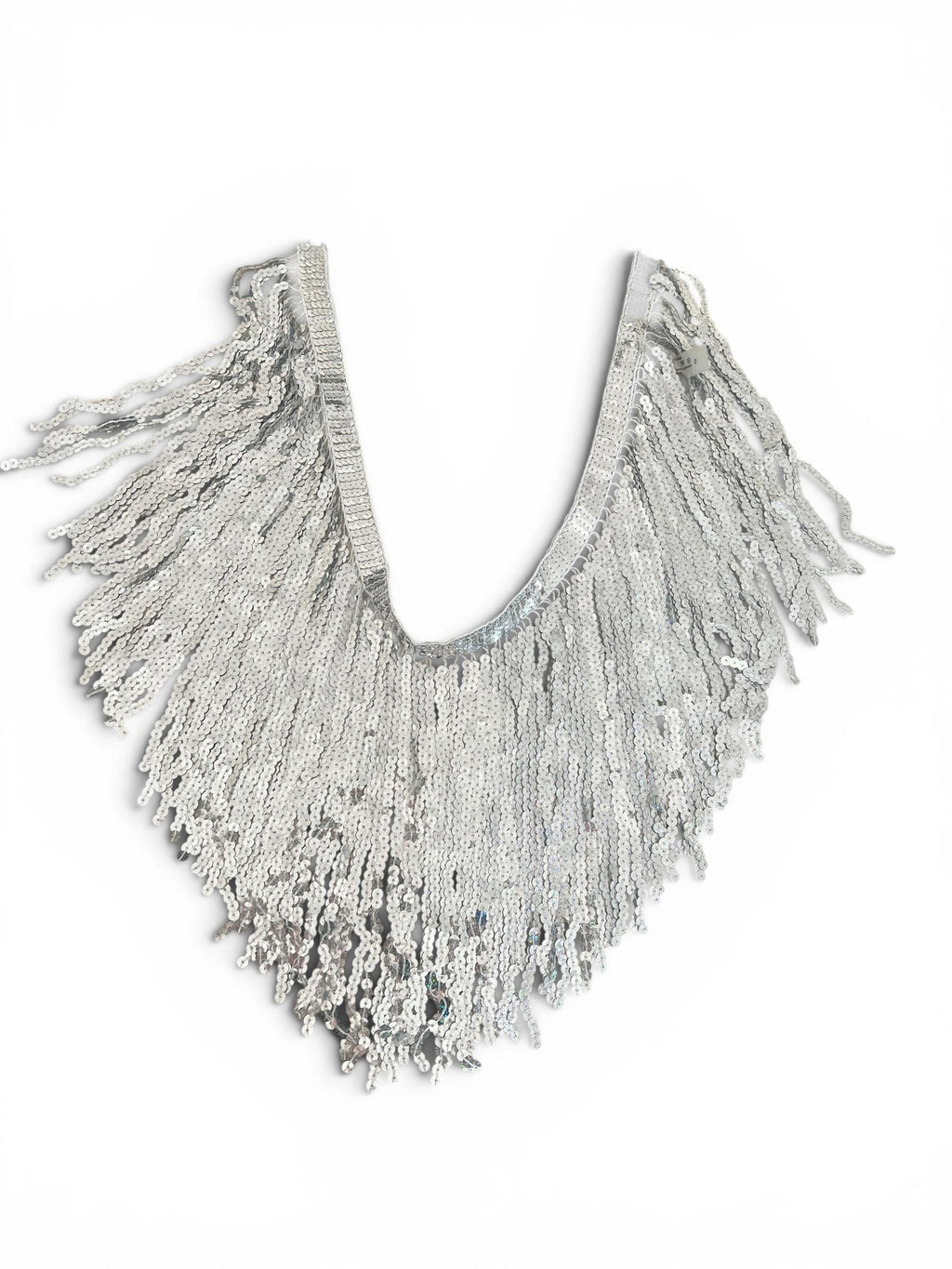 Cintura Vintage Y2K Argento con Paillettes e Frange