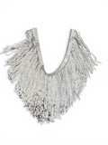 Cintura Vintage Y2K Argento con Paillettes e Frange