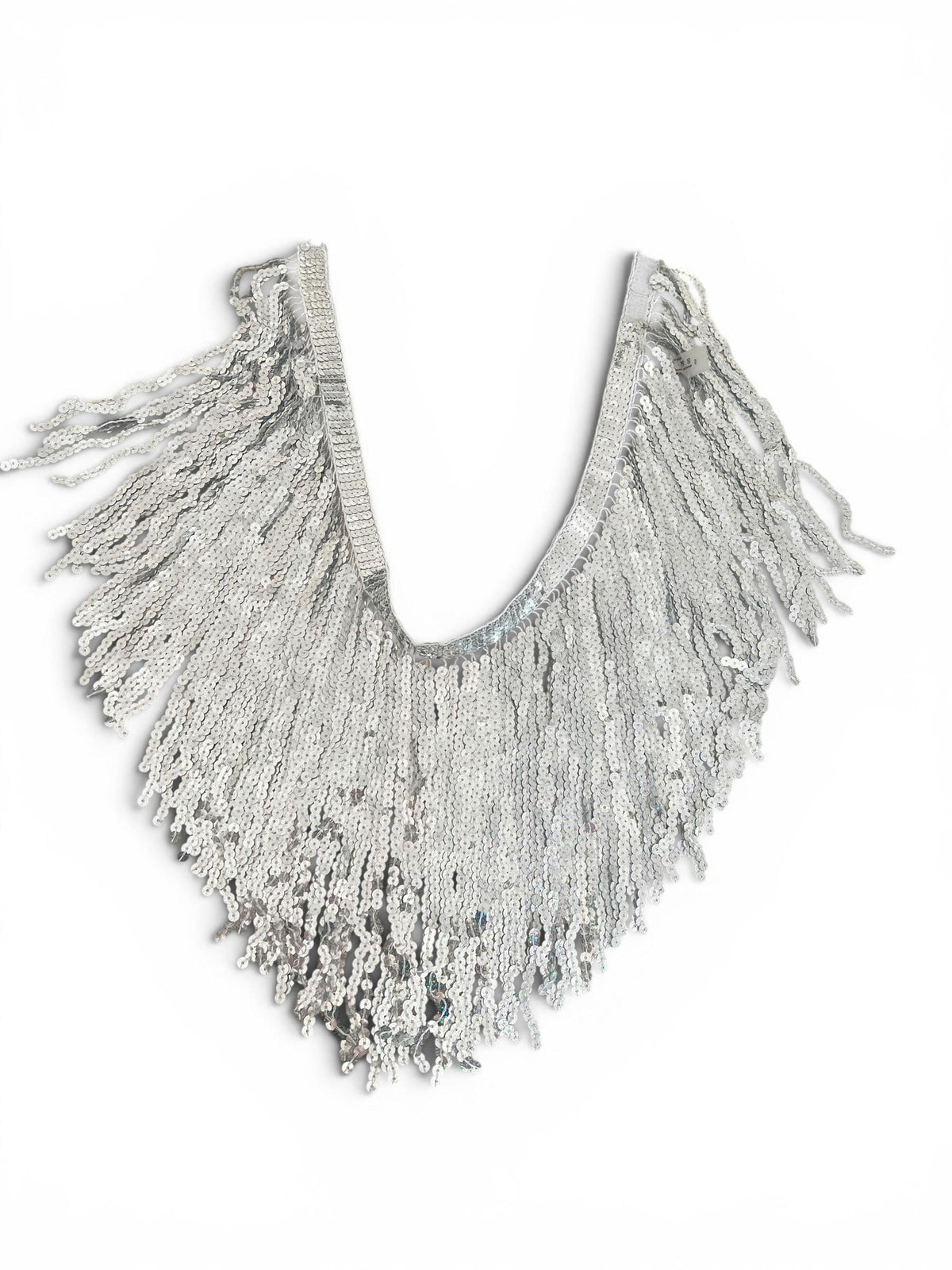 Cintura Vintage Y2K Argento con Paillettes e Frange