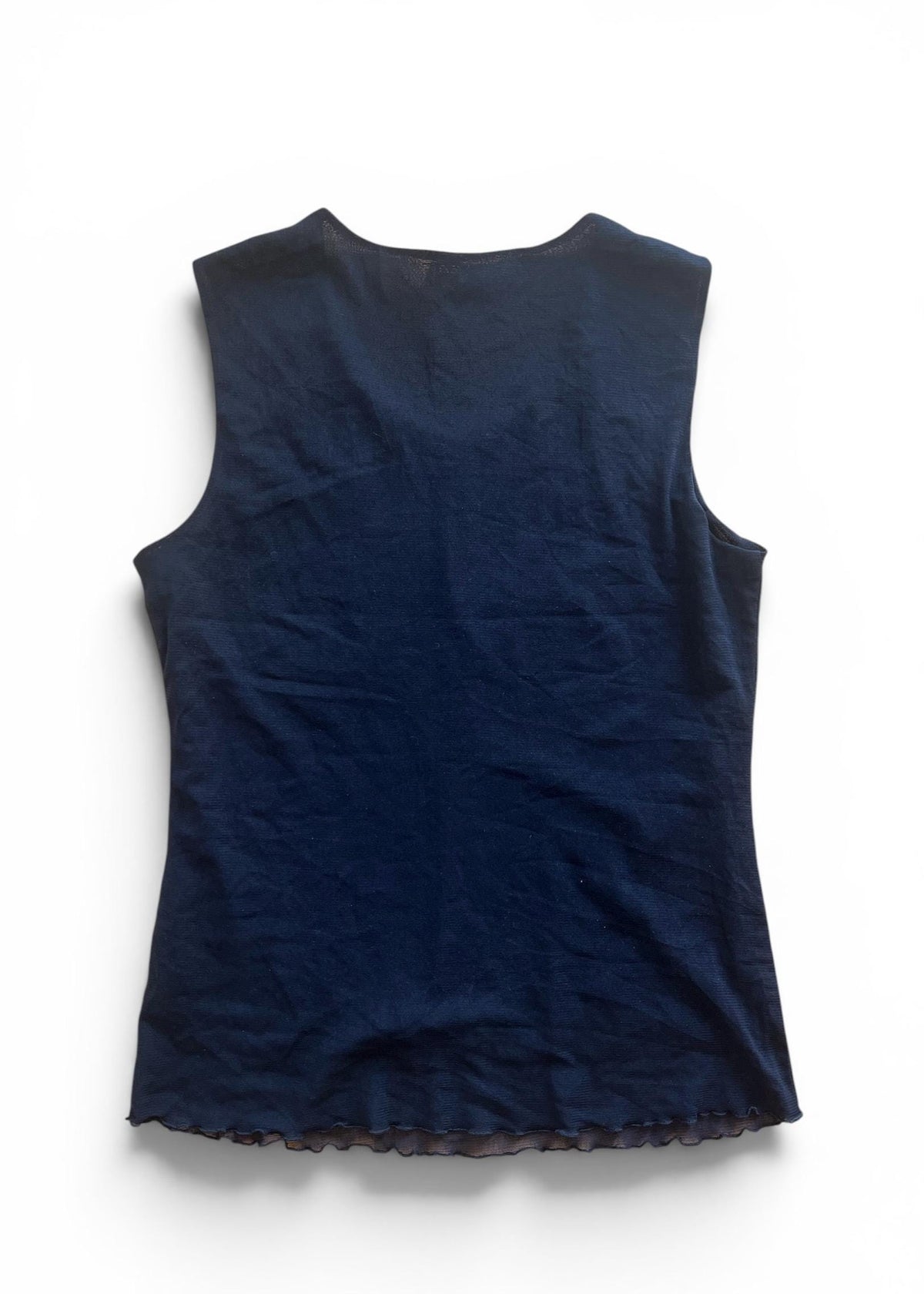 Top Vintage Y2K Nero in Mesh con Microperline