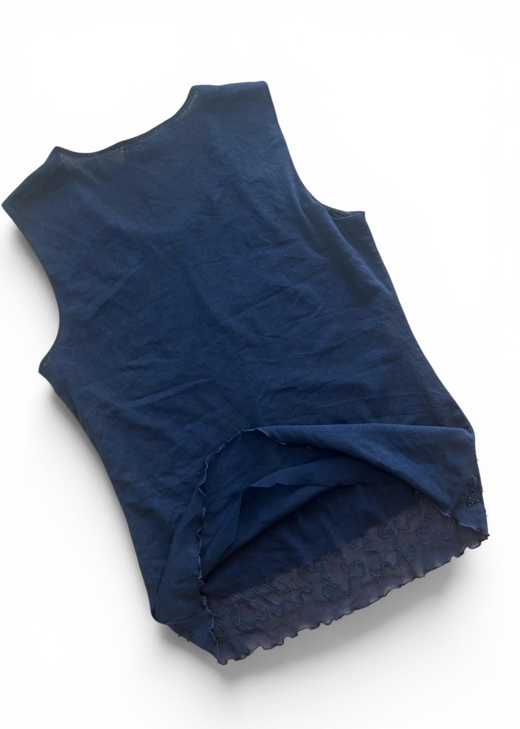 Top Vintage Y2K Nero in Mesh con Microperline
