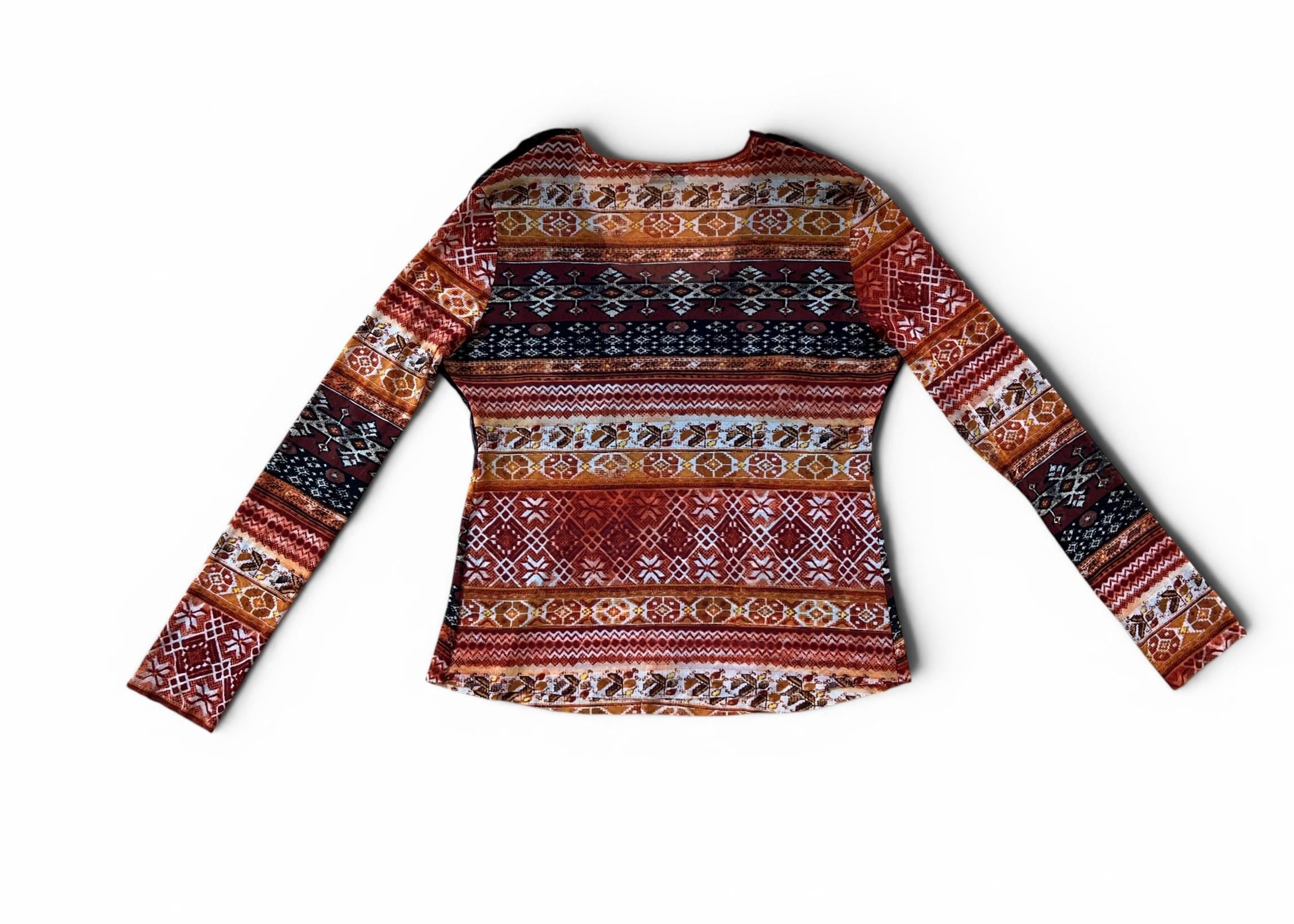 Top Vintage Y2K in Mesh con Velluto Marrone