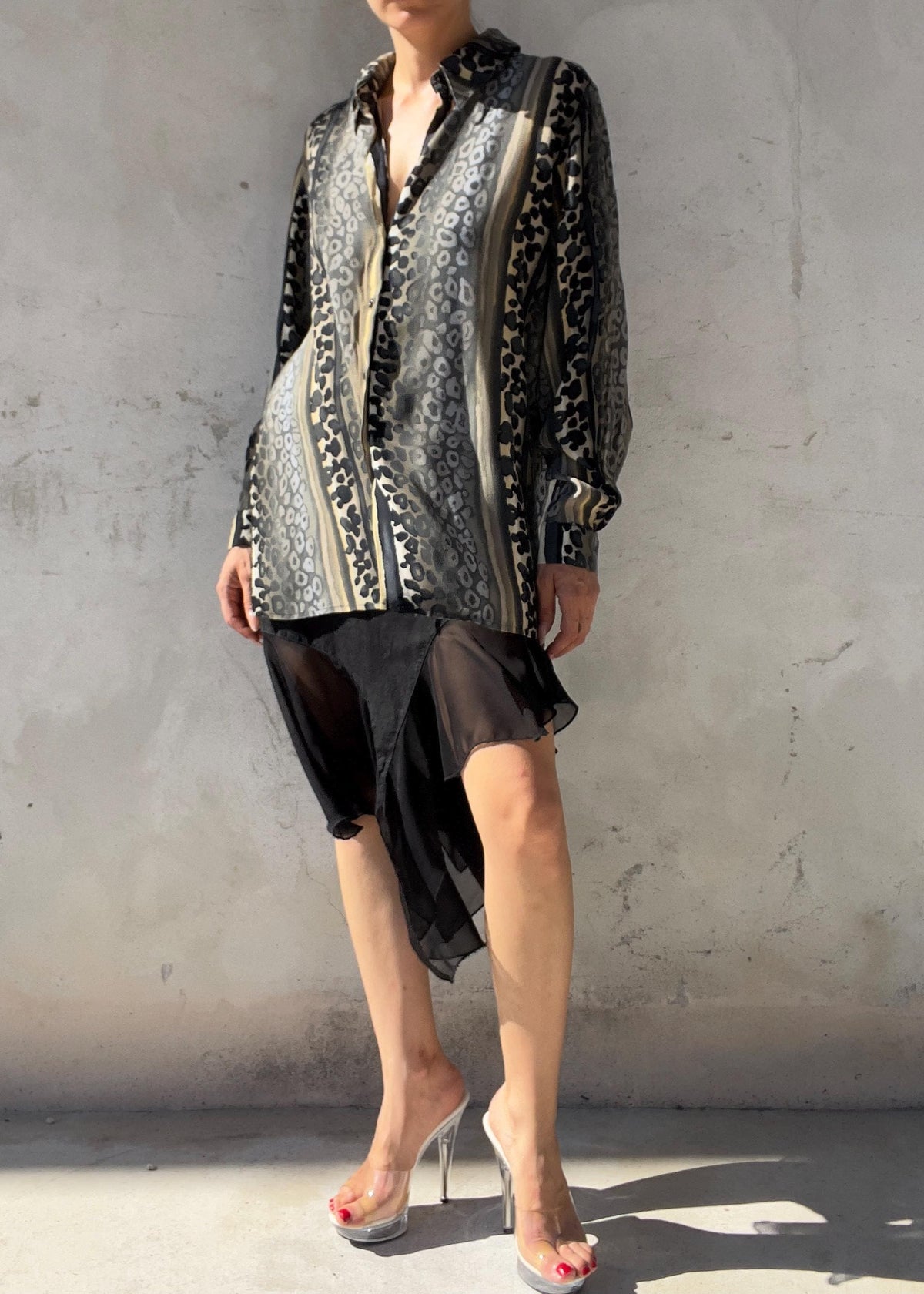 Camicia Vintage Anni 90 Animalier a Righe