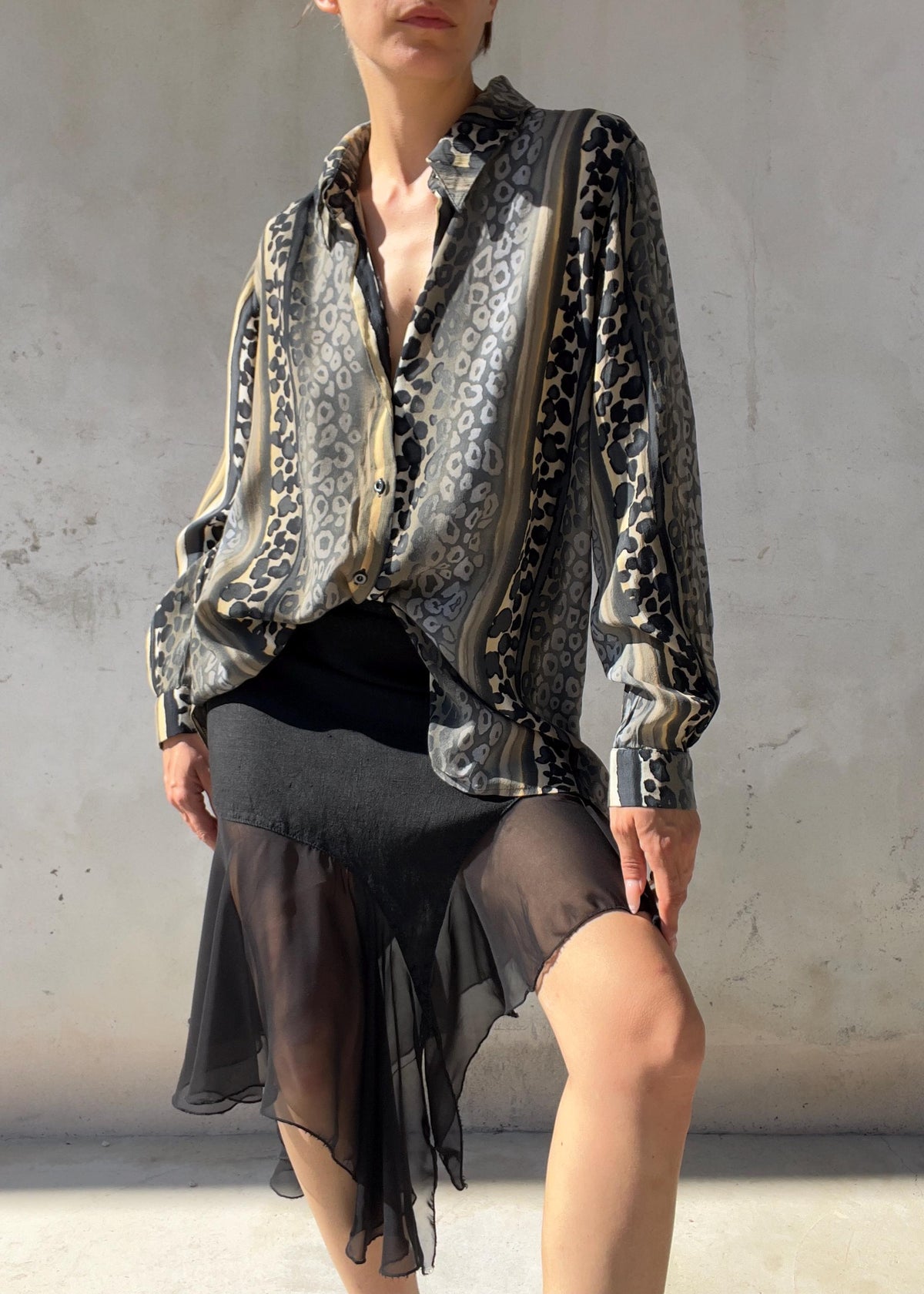 Camicia Vintage Anni 90 Animalier a Righe