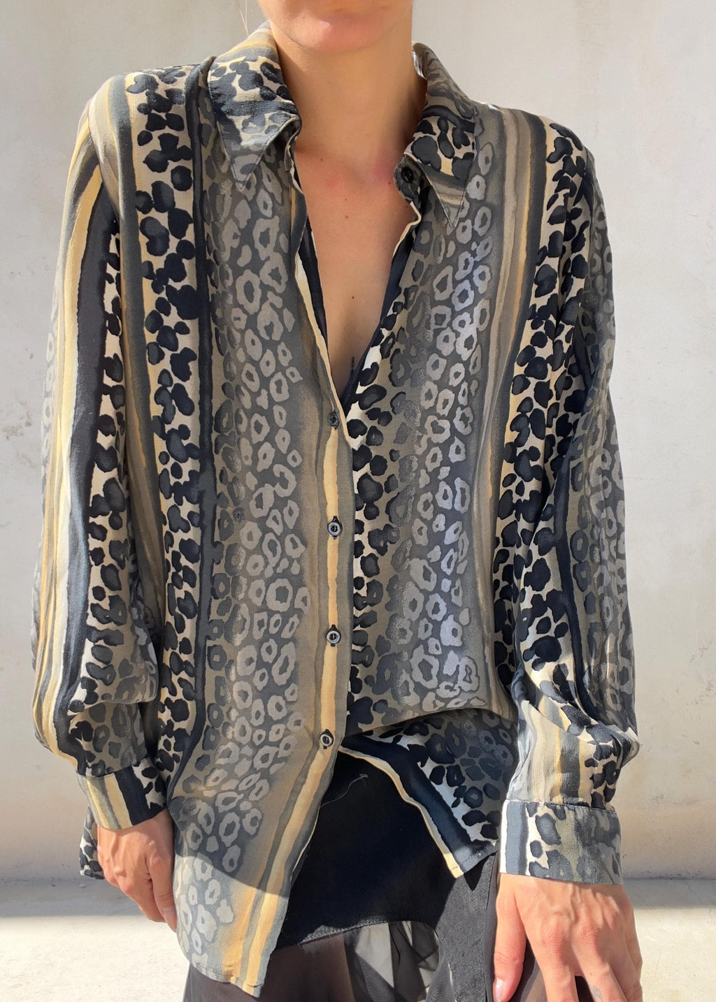 Camicia Vintage Anni 90 Animalier a Righe