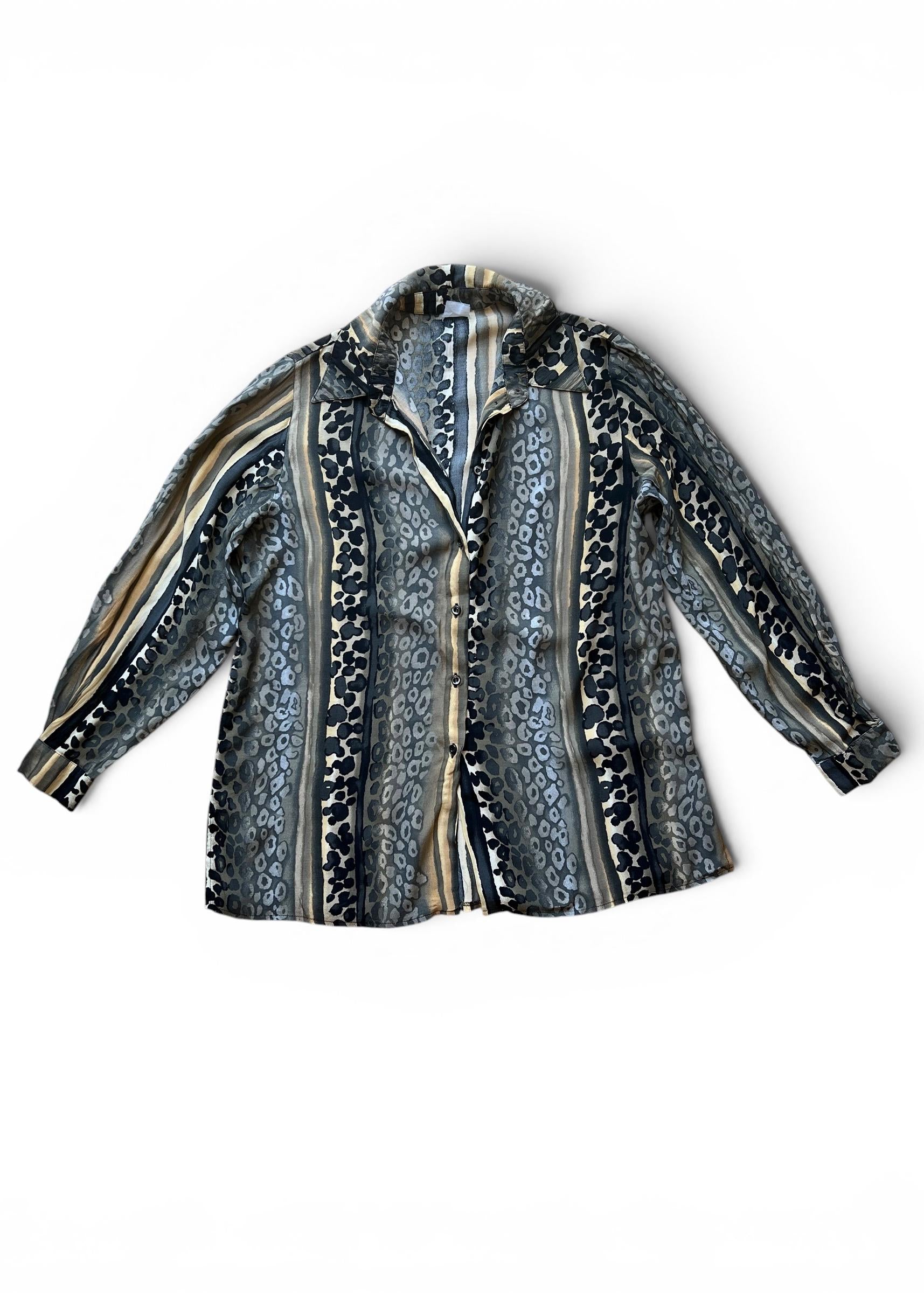 Camicia Vintage Anni 90 Animalier a Righe