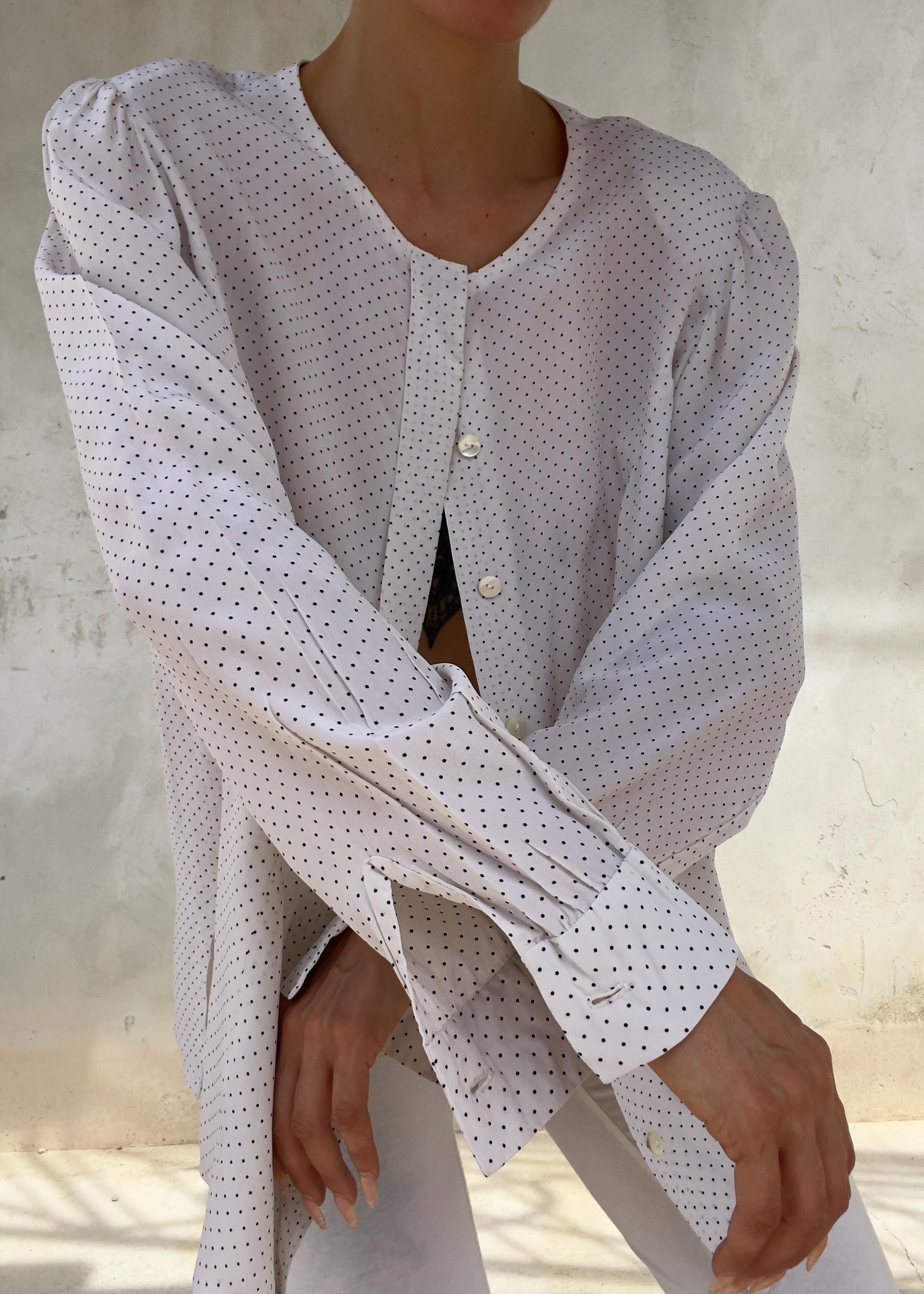 Camicia Vintage Sartoriale in Seta a Pois