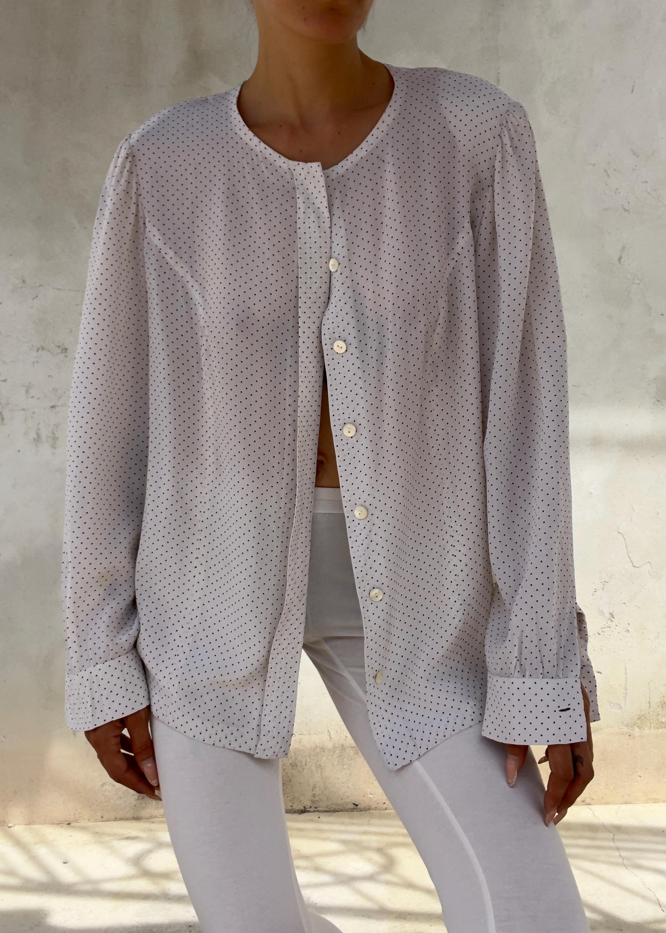 Camicia Vintage Sartoriale in Seta a Pois