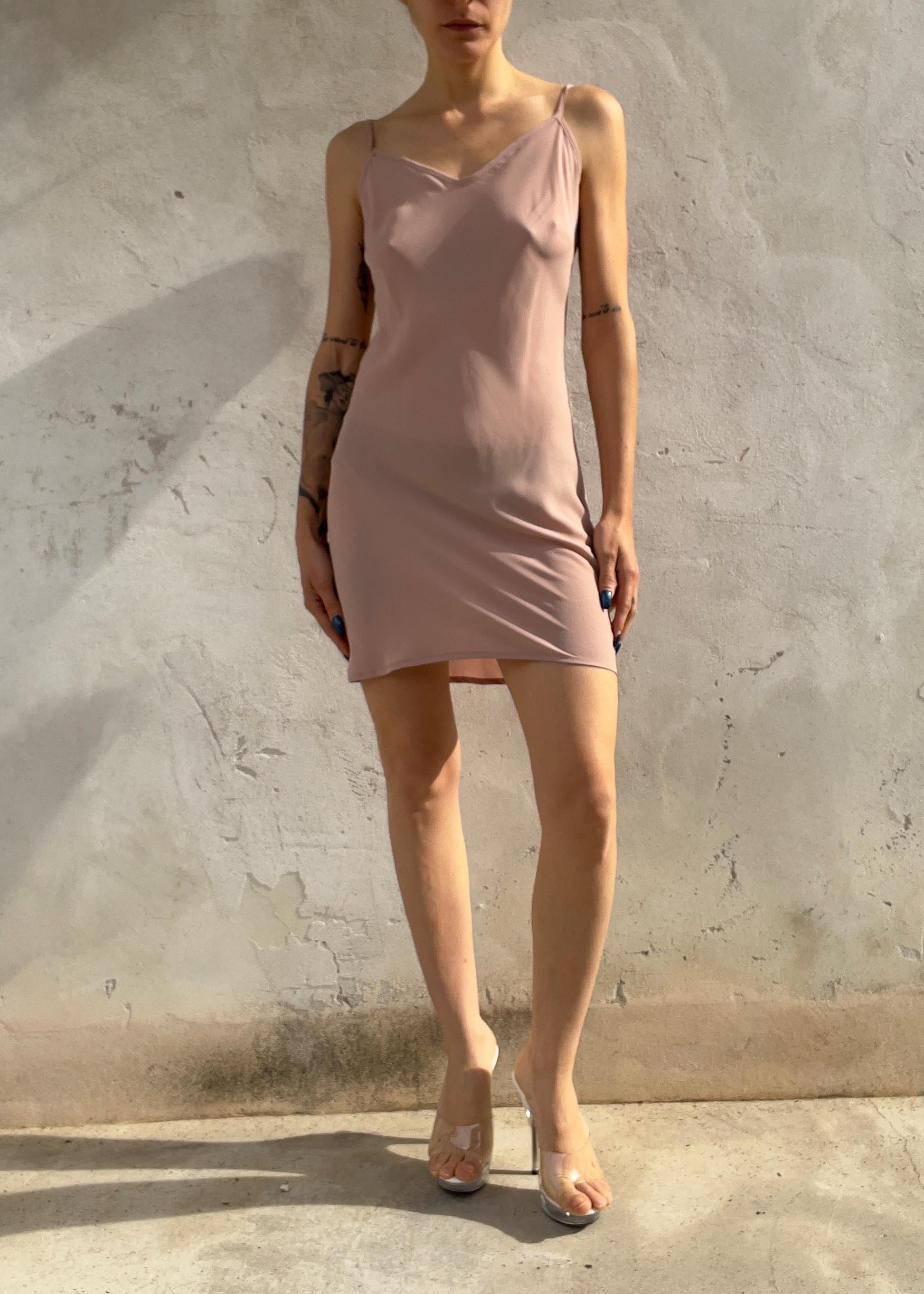 Mini Abito Slip Dress Vintage Rosa Antico